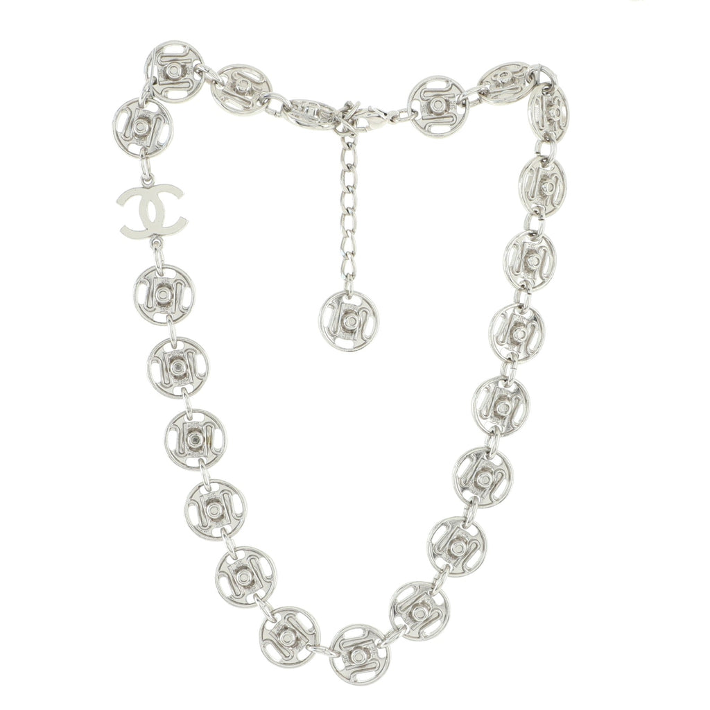 Button Link Necklace Metal