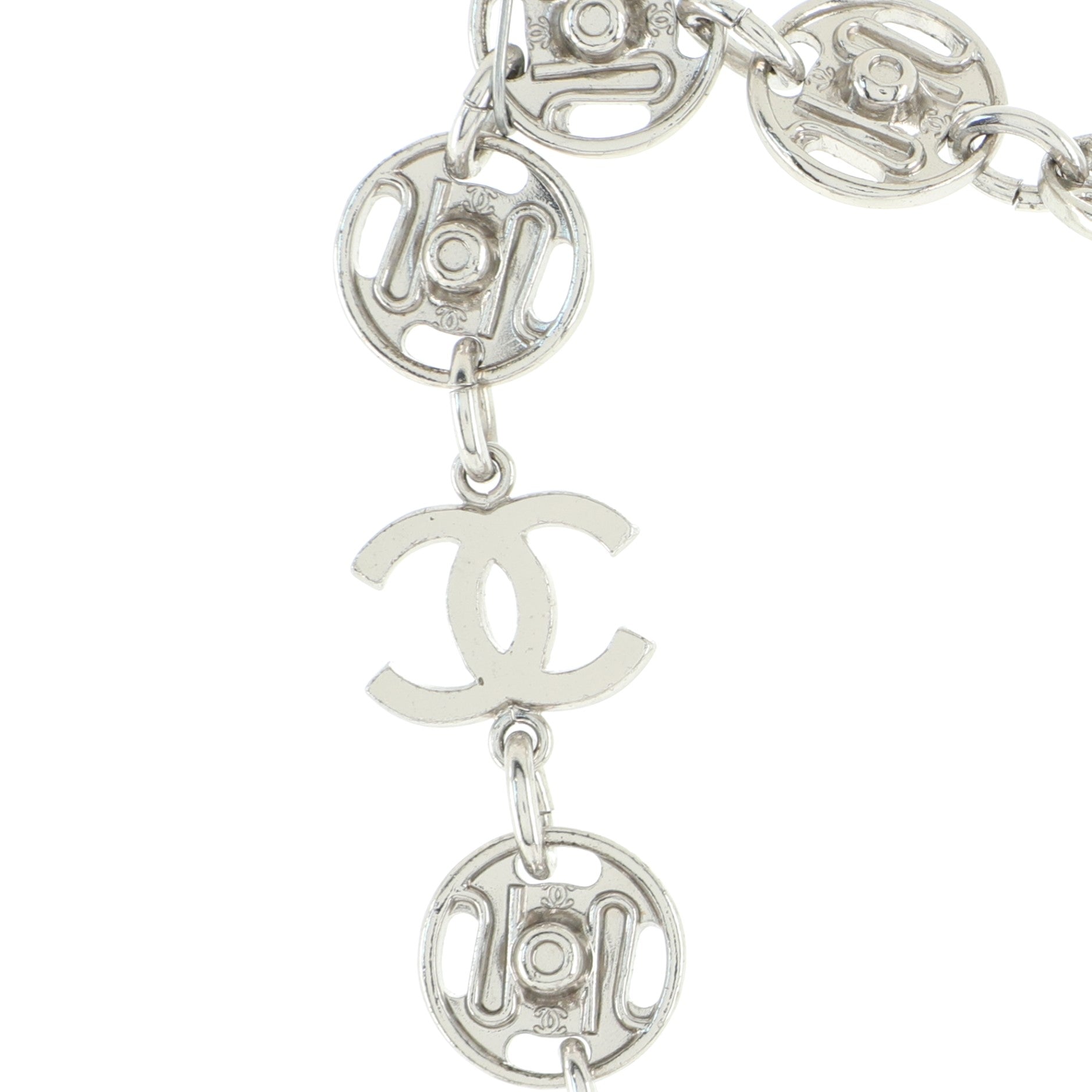 Button Link Necklace Metal