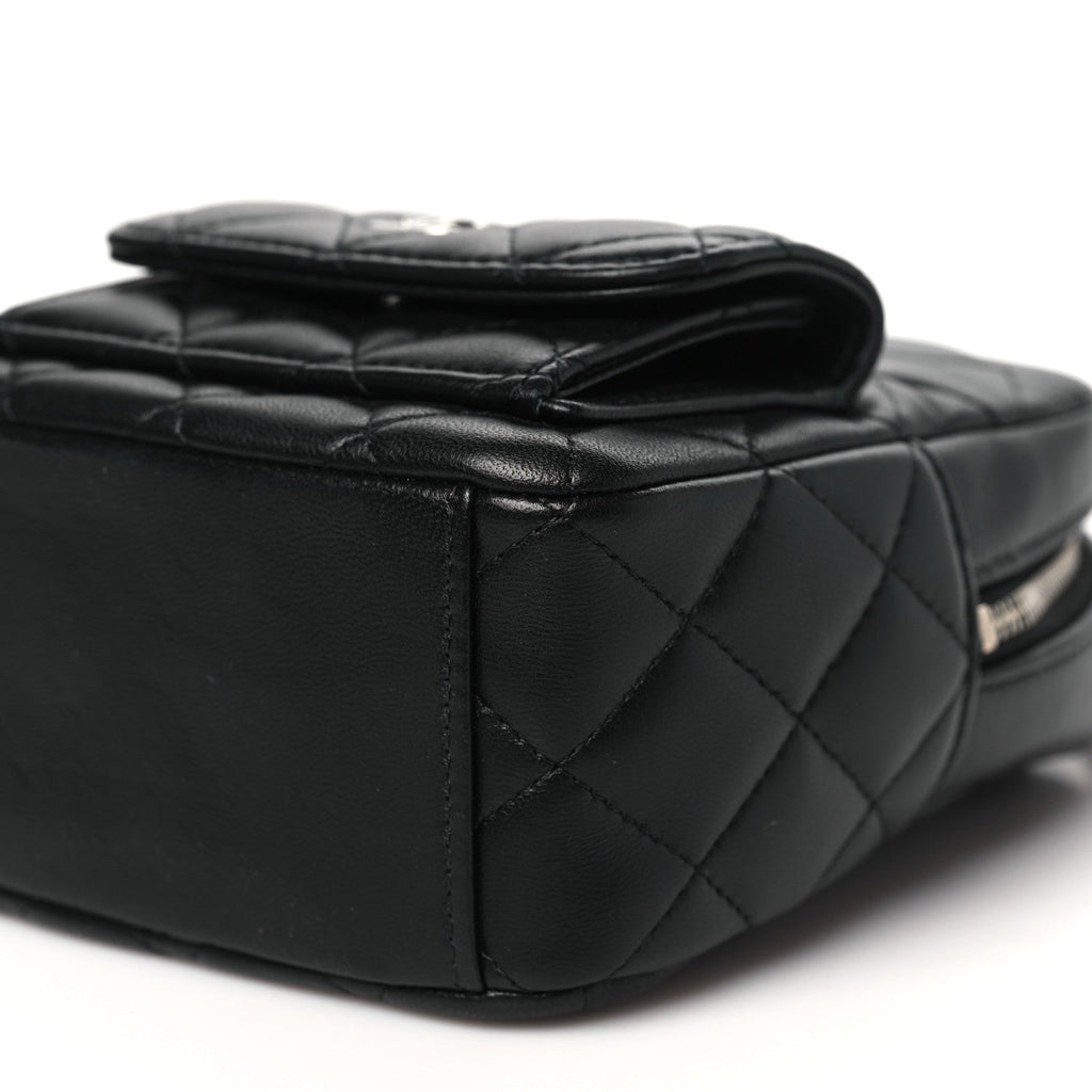 Lambskin Quilted CC Mini Classic Backpack Black
