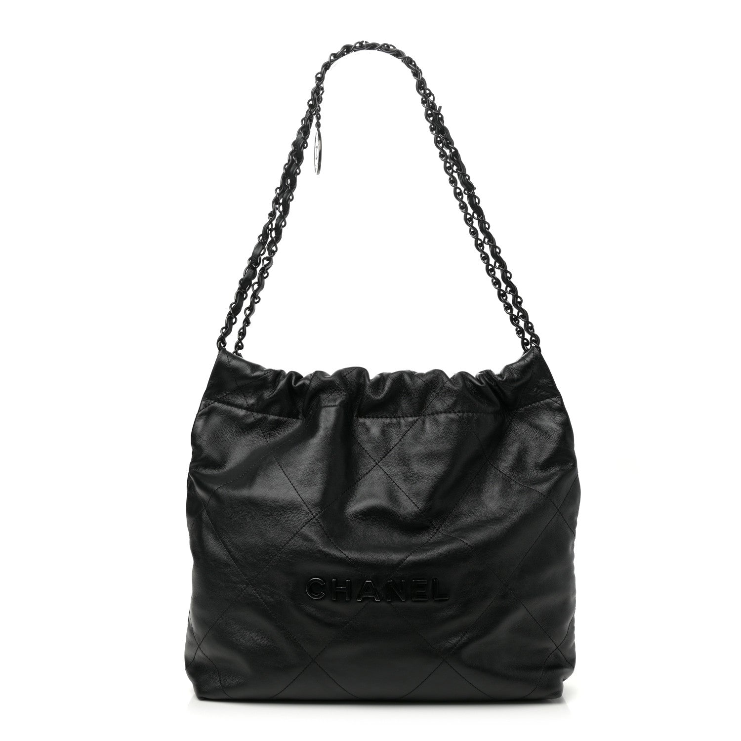 Shiny Calfskin Quilted Small Chanel 22 So Black