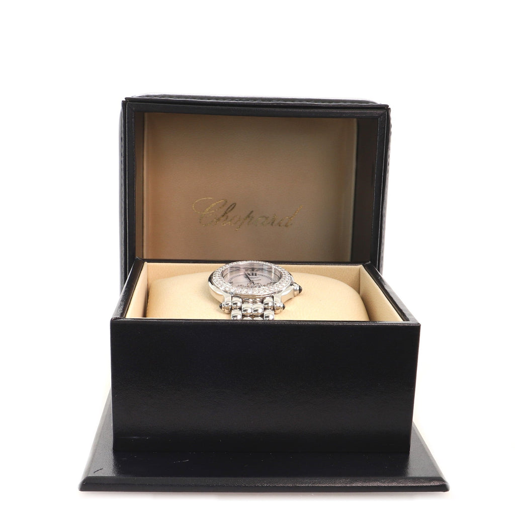 Happy Sport Classic Round Quartz Watch Stainless Steel with Diamond Bezel and Floating Diamonds 32