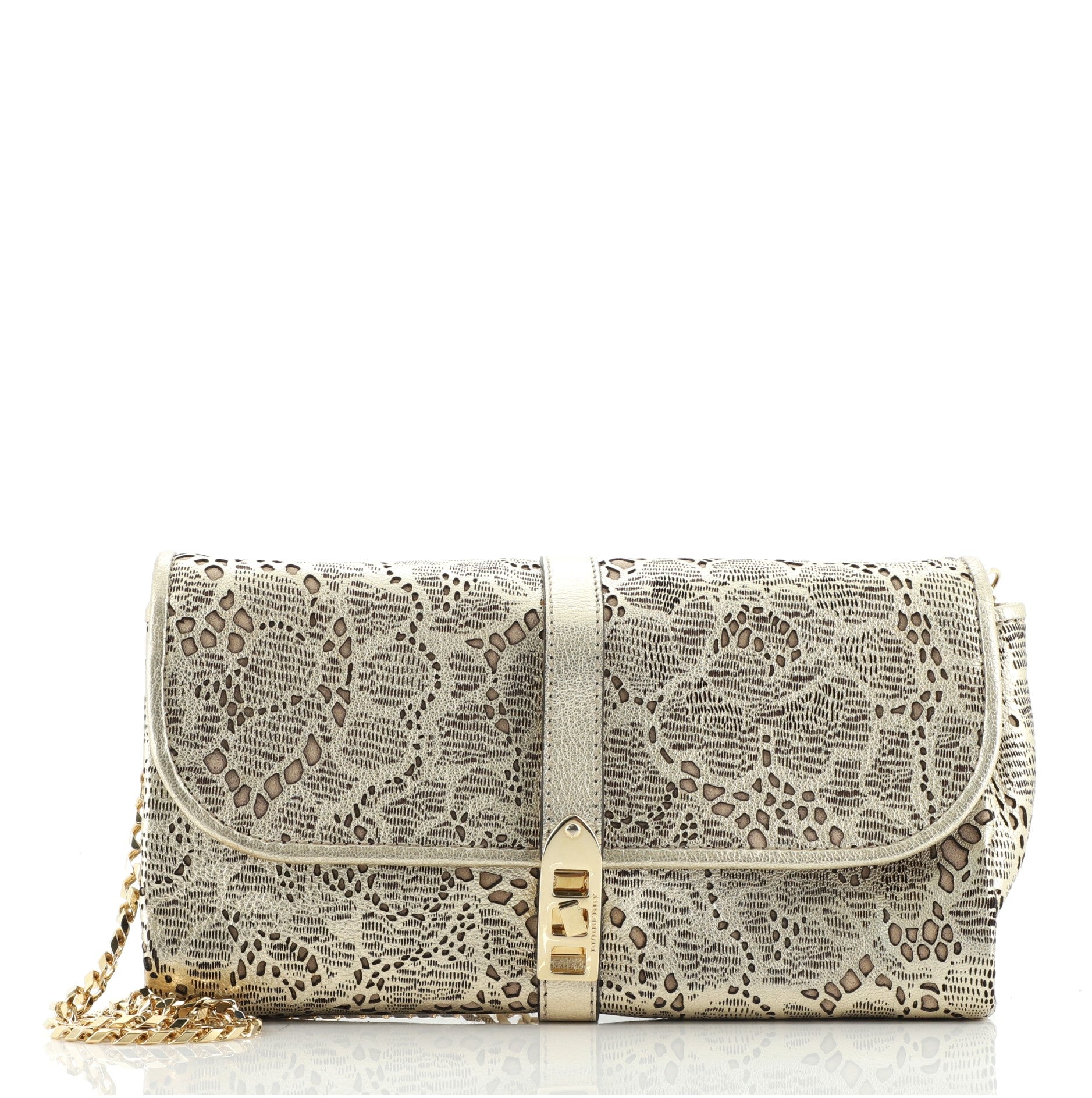 Theia Chain Clutch Laser Cut Leather