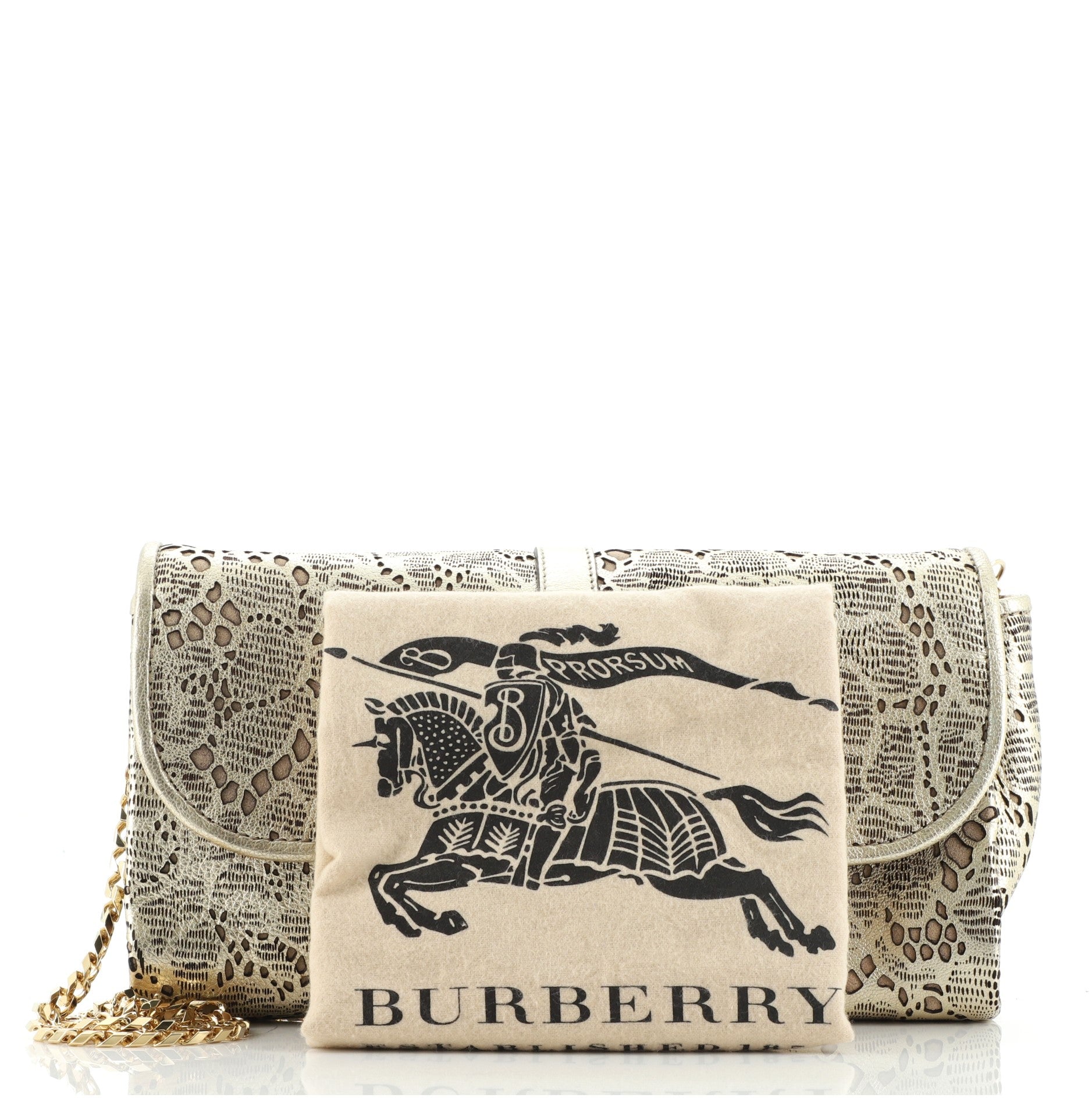 Theia Chain Clutch Laser Cut Leather