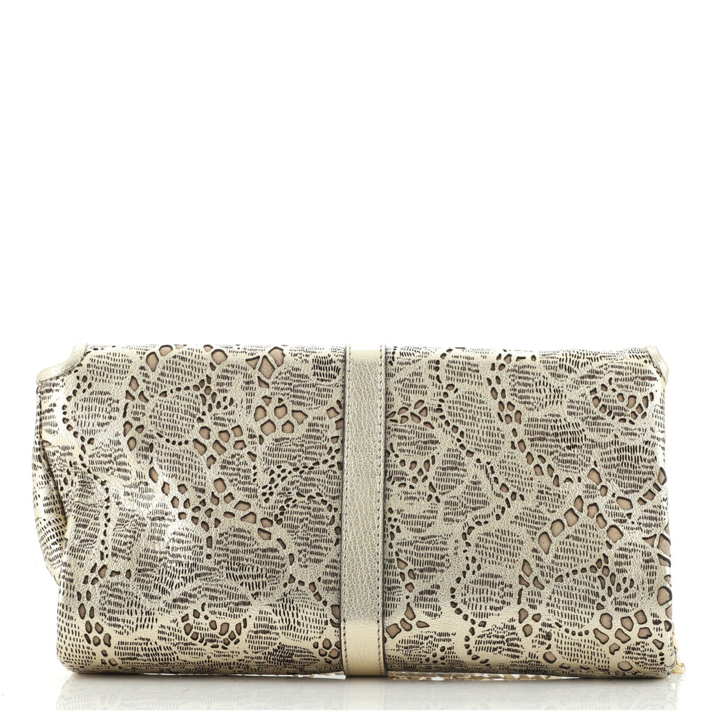 Theia Chain Clutch Laser Cut Leather
