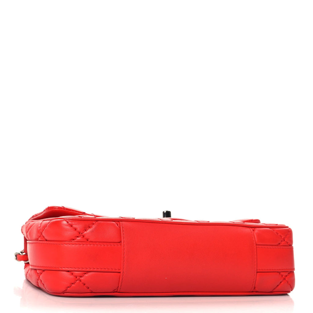 Lambskin Quilted Medium Easy Carry Flap Red