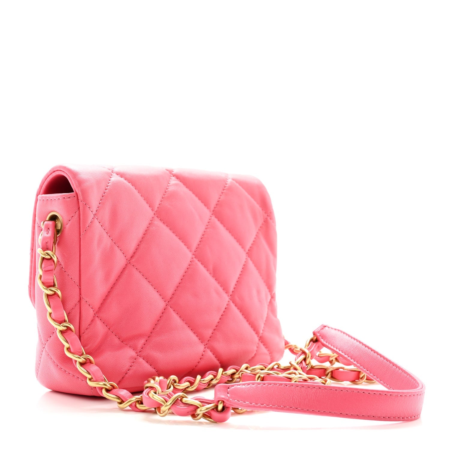 Lambskin Plexiglass Quilted Coco Love Mini Flap Pink