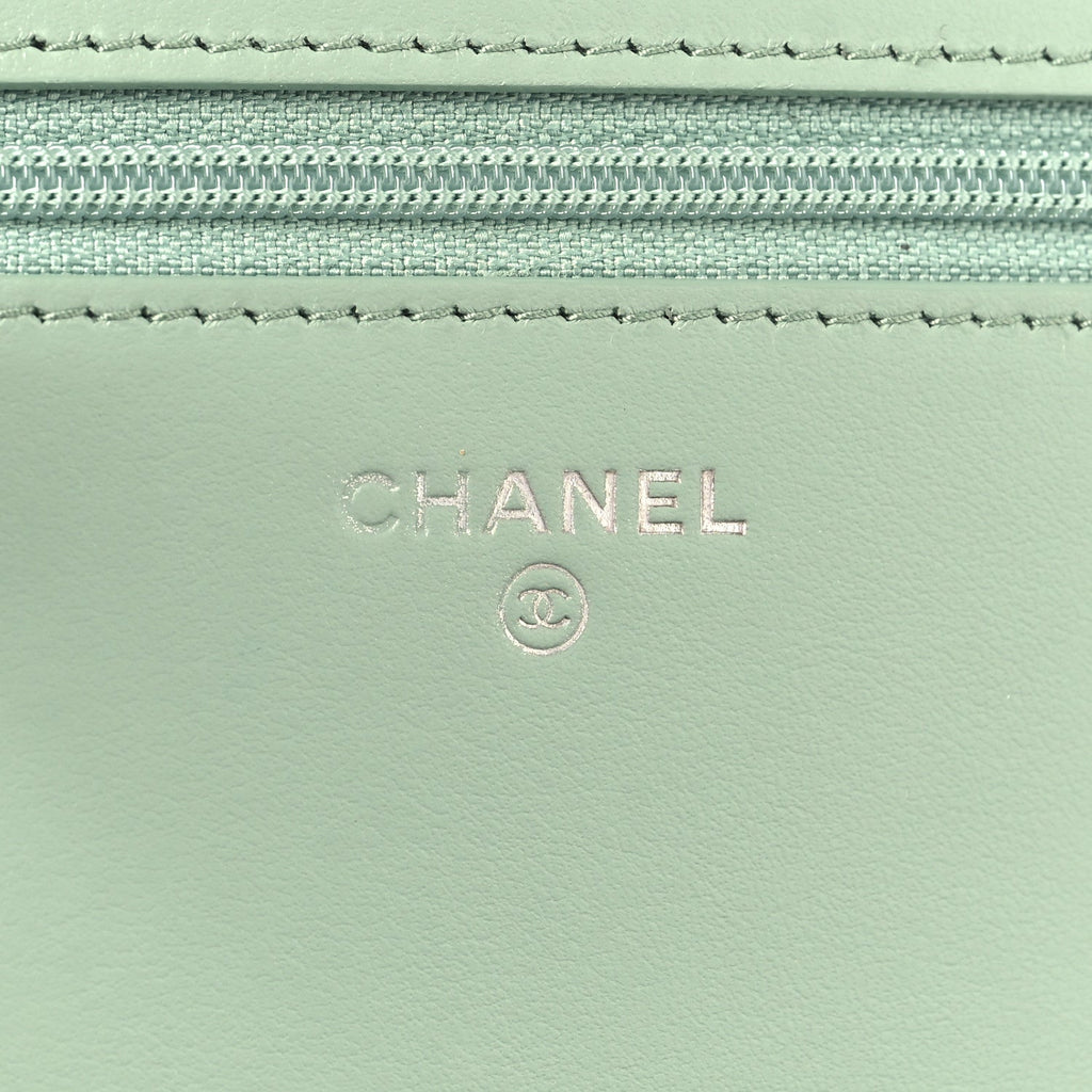 Caviar Quilted Boy Wallet On Chain WOC Light Green