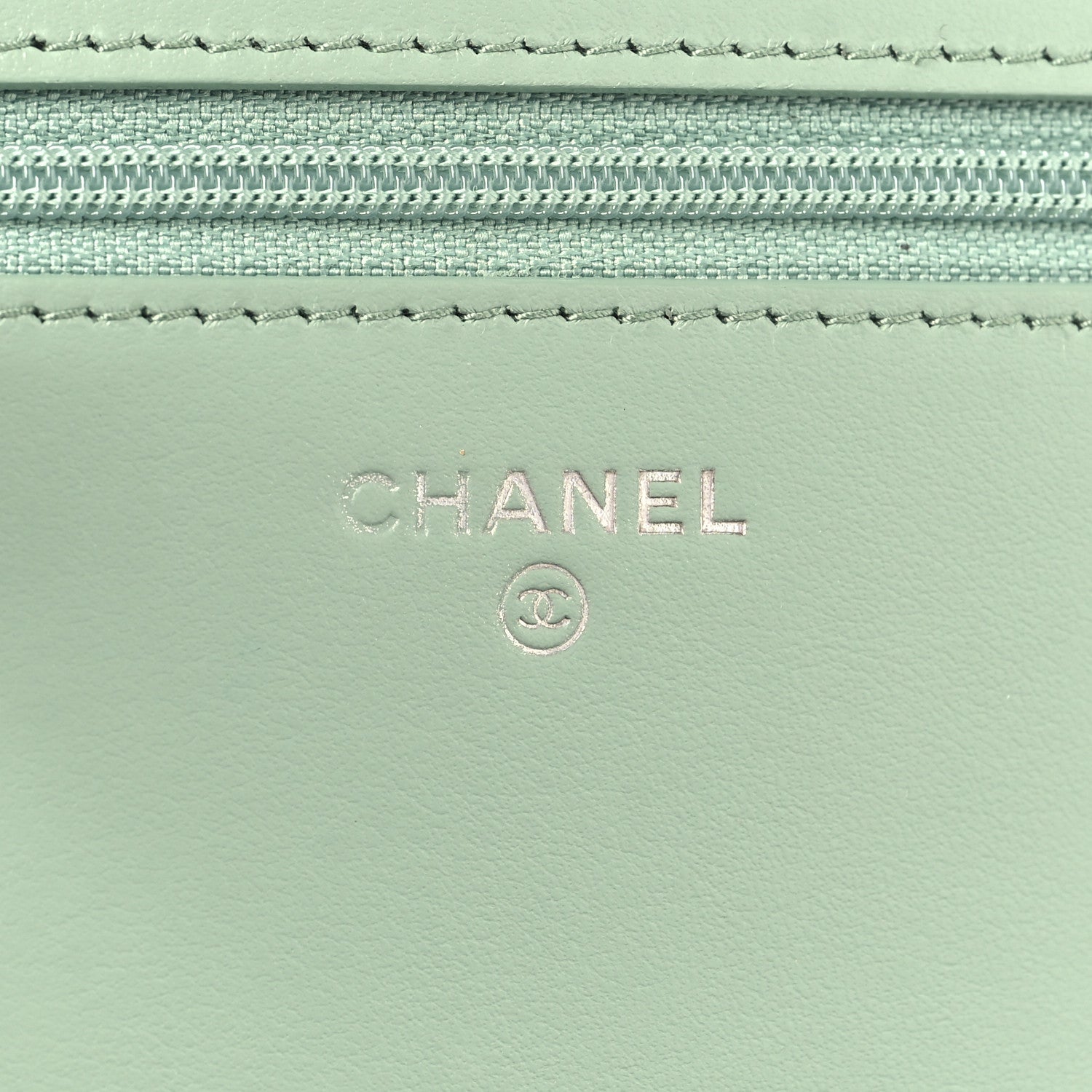 Caviar Quilted Boy Wallet On Chain WOC Light Green