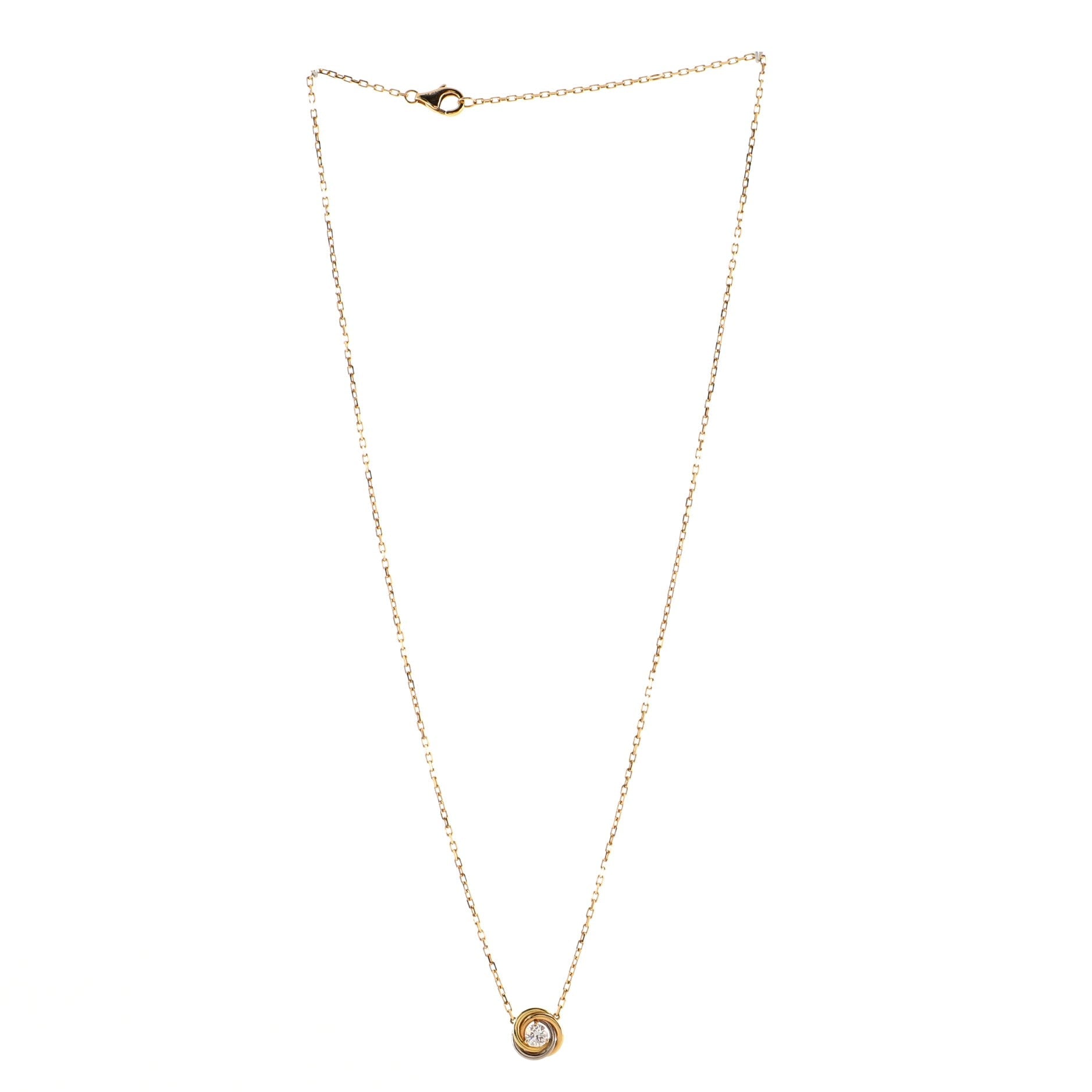 Trinity Pendant Necklace 18K Tricolor Gold and Diamond
