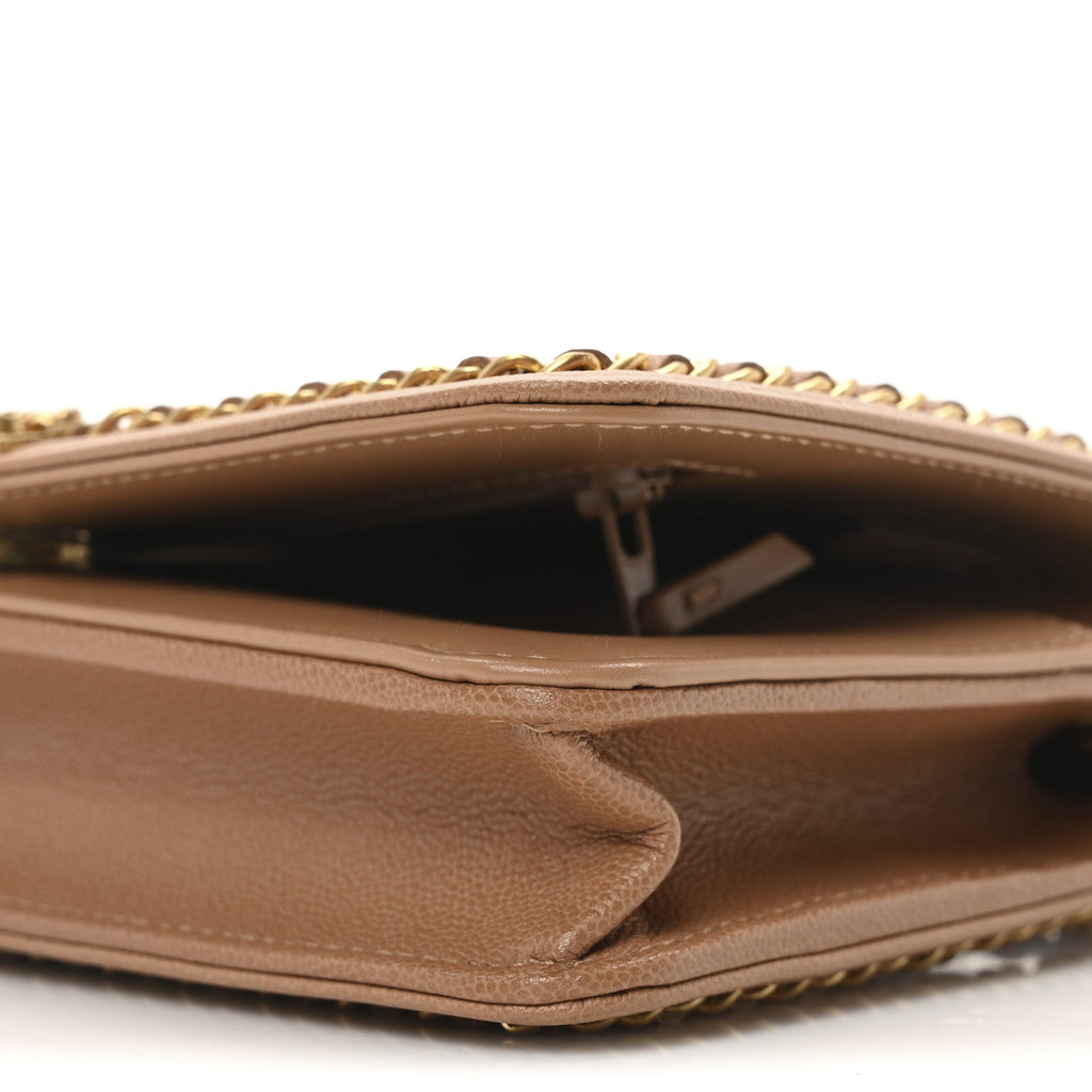 Caviar Quilted Chain Around Boy Wallet On Chain WOC Beige