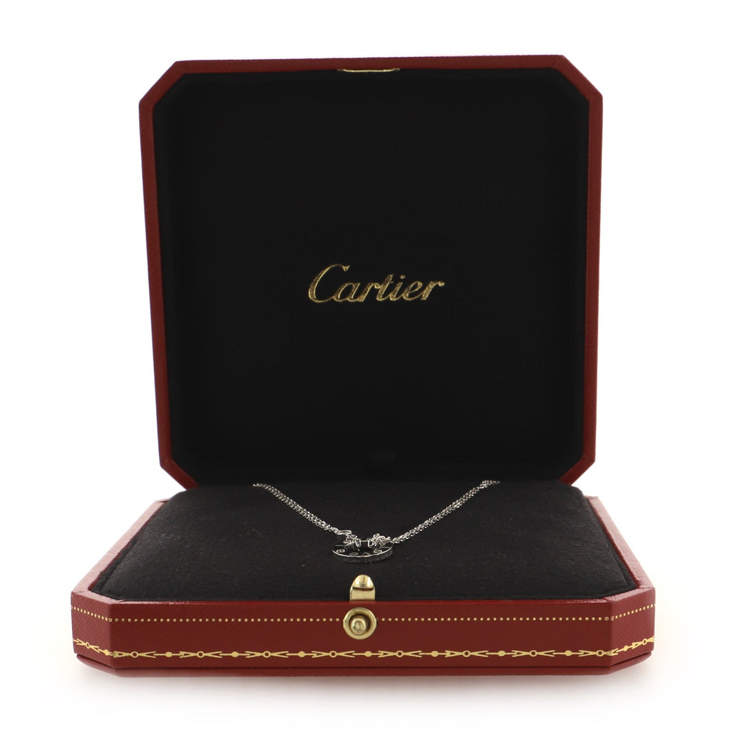 2 Diamonds Love Pendant Necklace 18K White Gold
