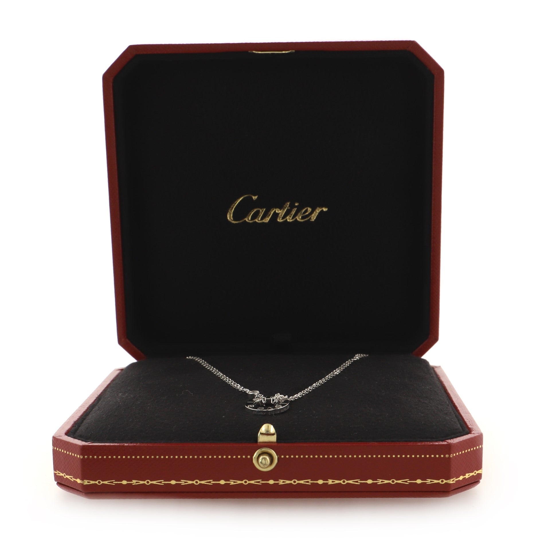 2 Diamonds Love Pendant Necklace 18K White Gold