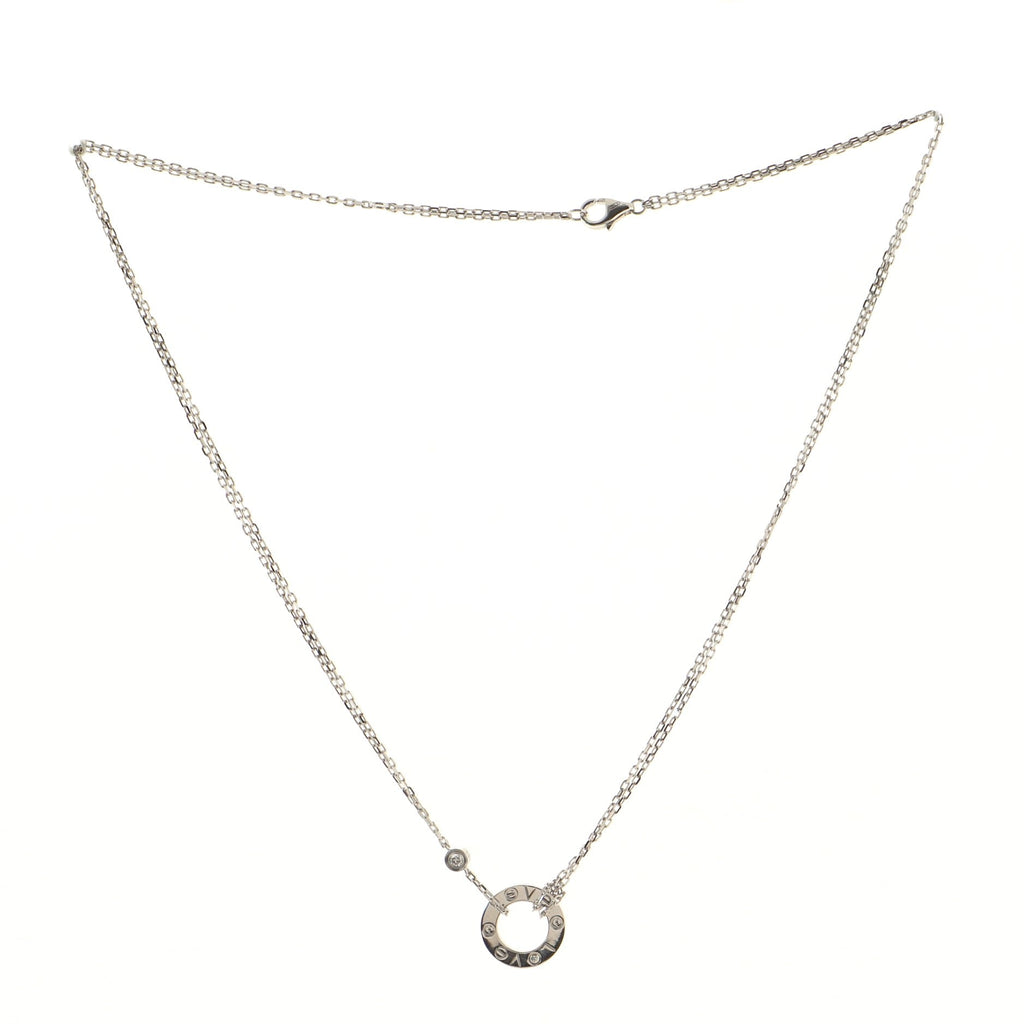 2 Diamonds Love Pendant Necklace 18K White Gold