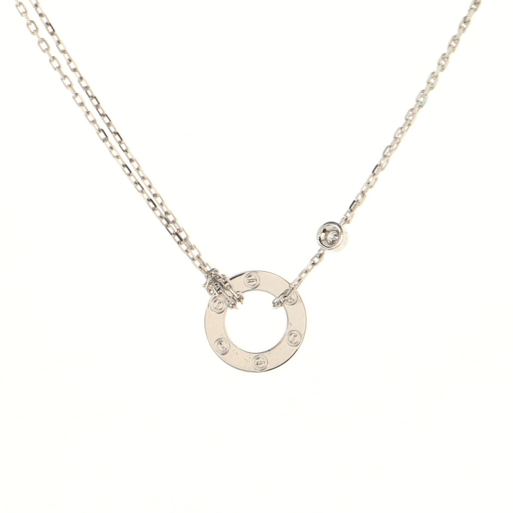 2 Diamonds Love Pendant Necklace 18K White Gold