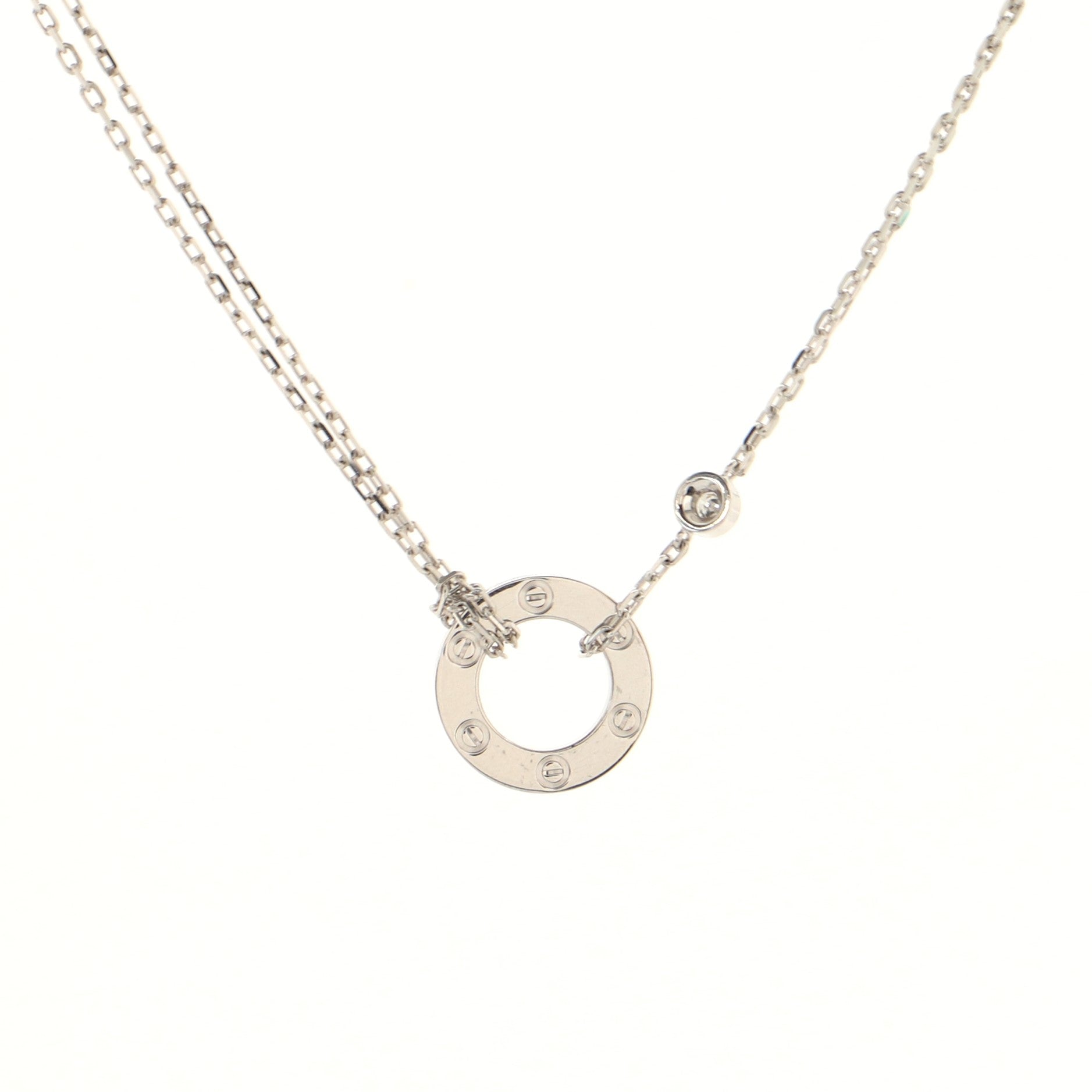 2 Diamonds Love Pendant Necklace 18K White Gold