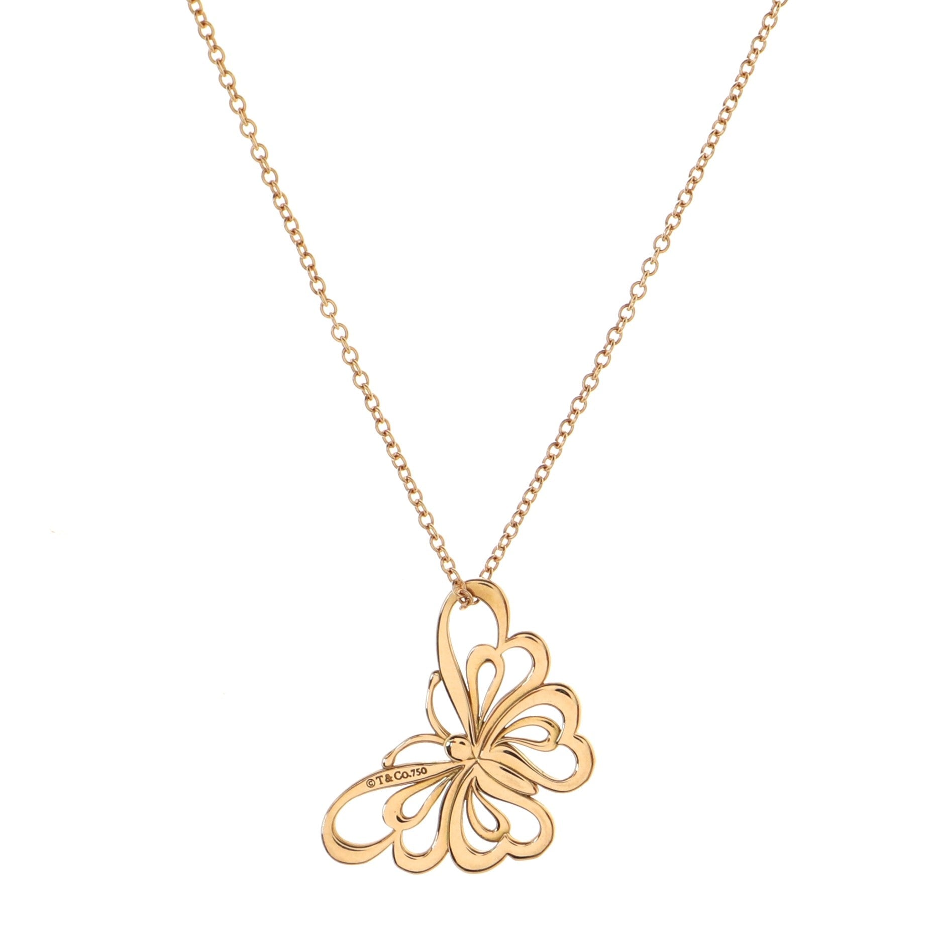Butterfly motif Pendant Nekclace Necklace 18K Rose Gold