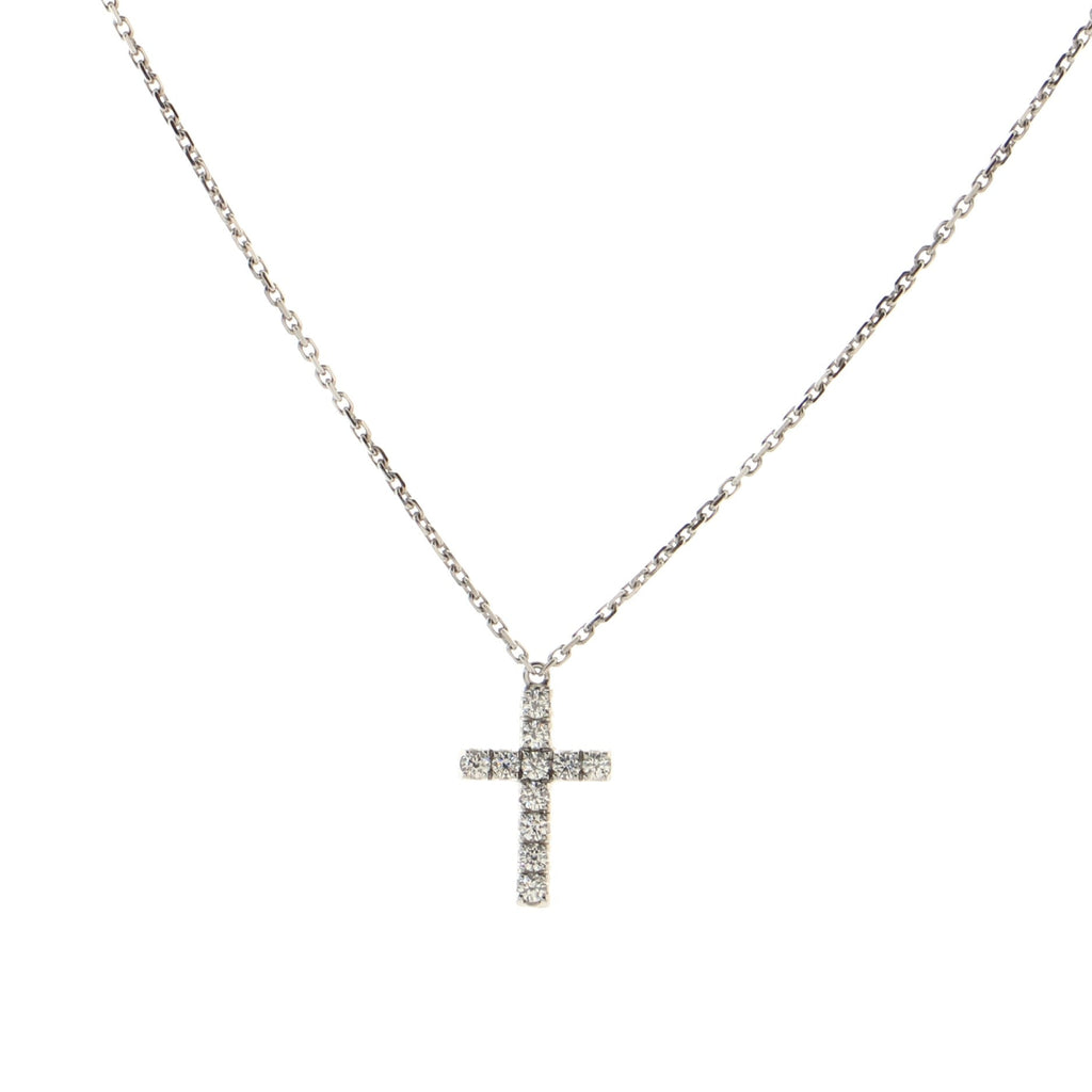 Cross Pendant Necklace 18K White Gold with Diamonds