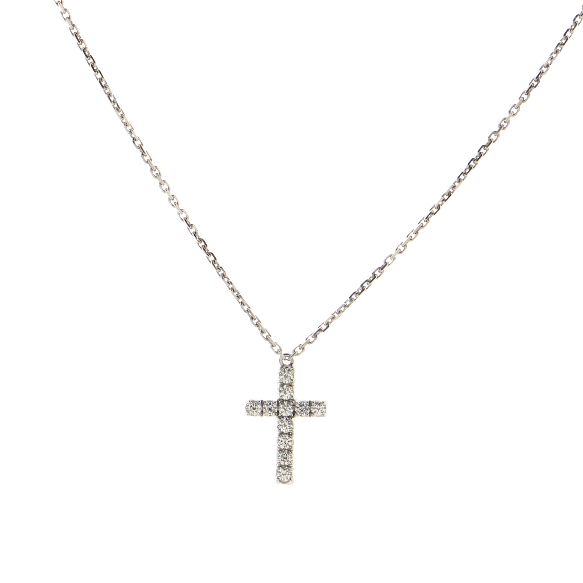 Cross Pendant Necklace 18K White Gold with Diamonds