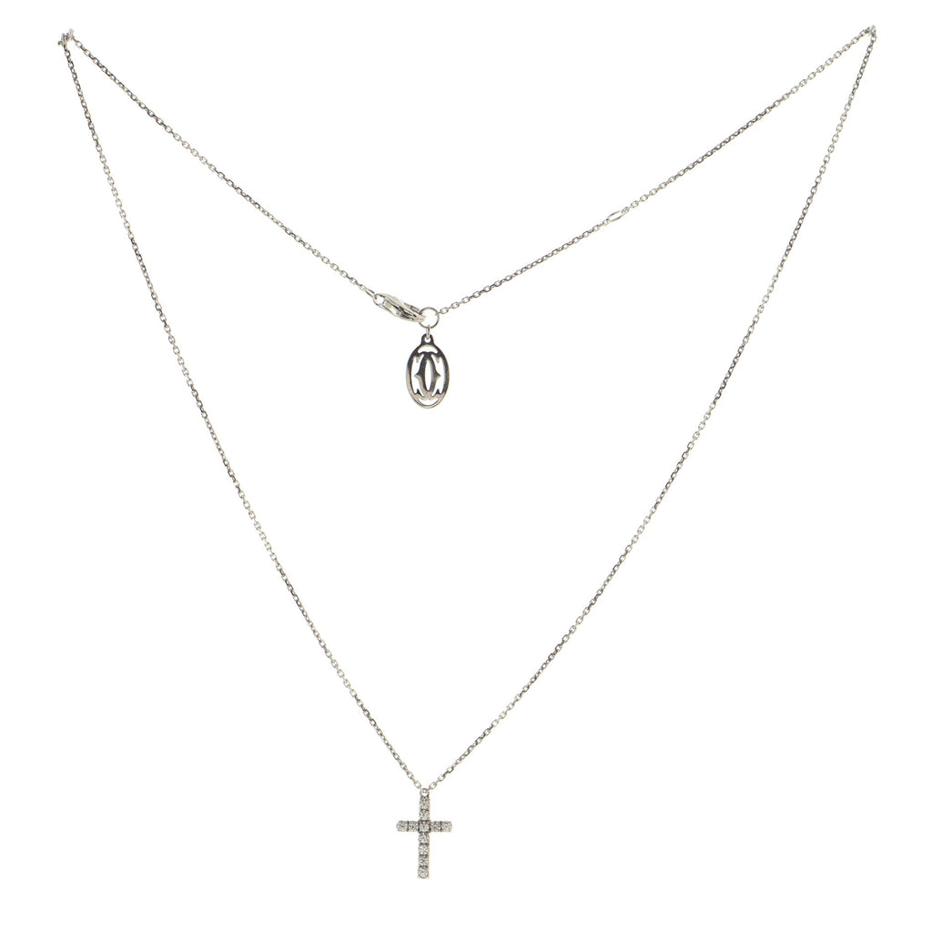 Cross Pendant Necklace 18K White Gold with Diamonds