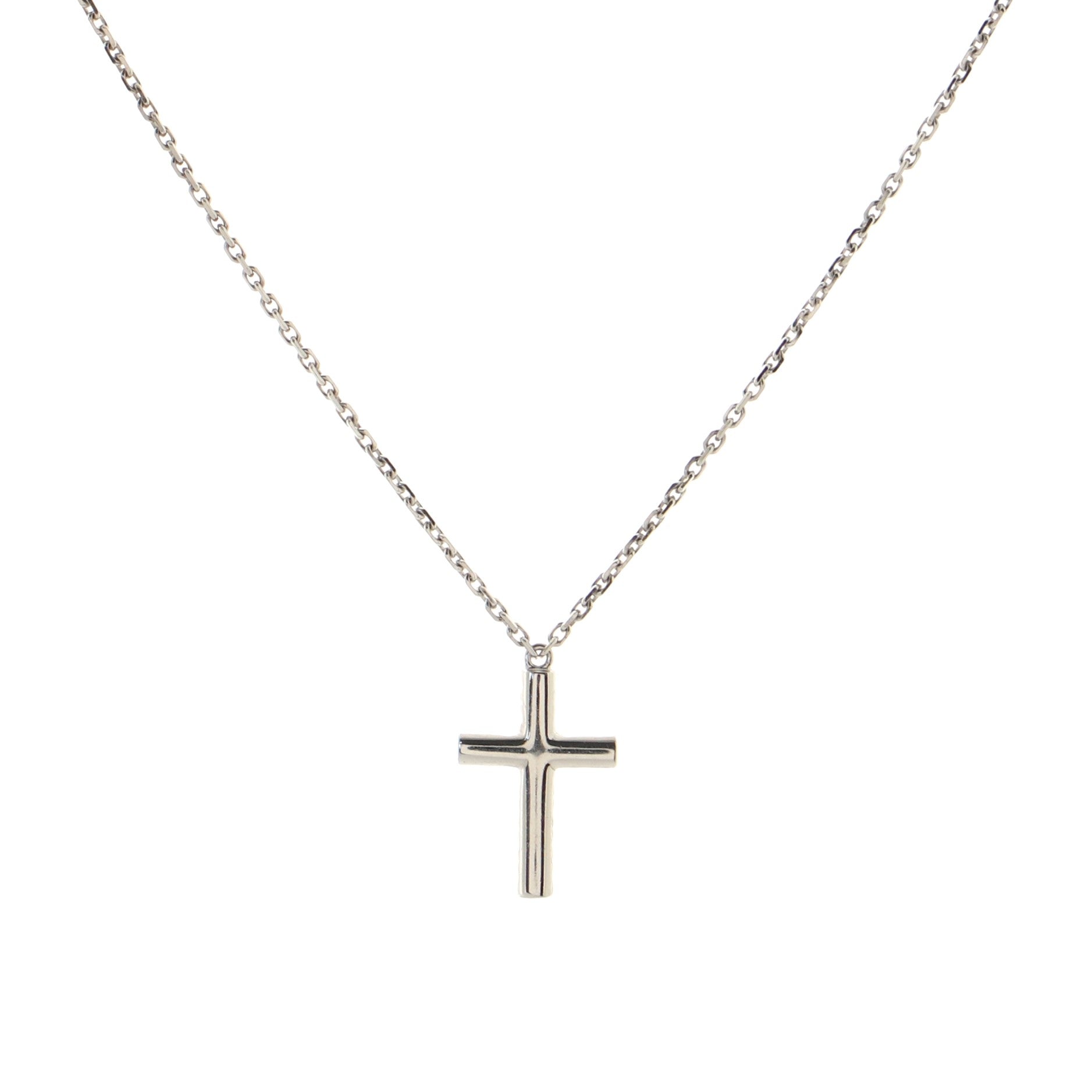 Cross Pendant Necklace 18K White Gold with Diamonds