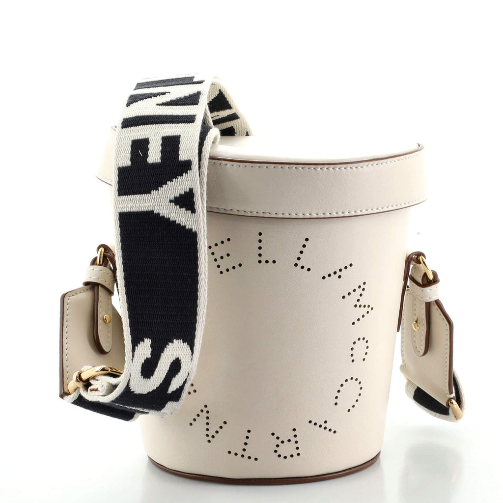 Logo Bucket Bag Perforated Faux Leather Mini