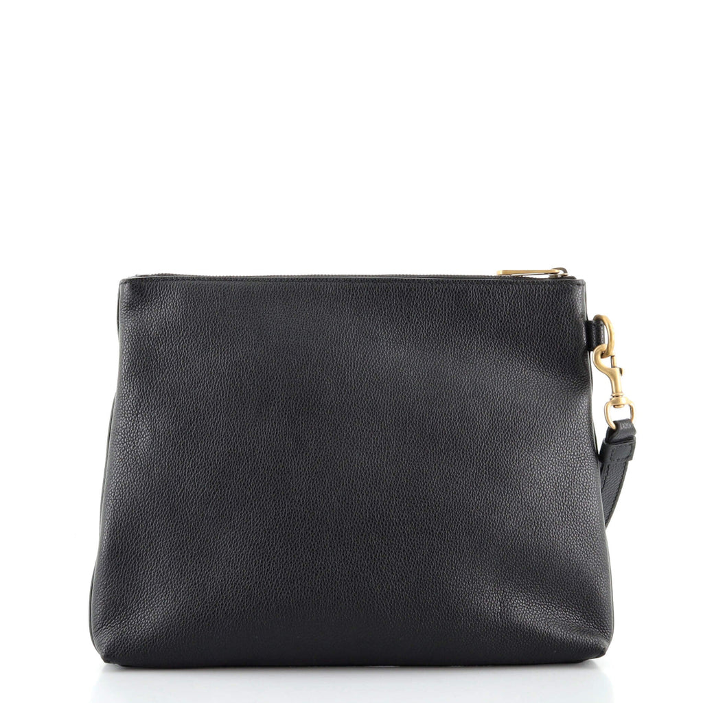 Logo Wristlet Clutch Printed Leather Medium