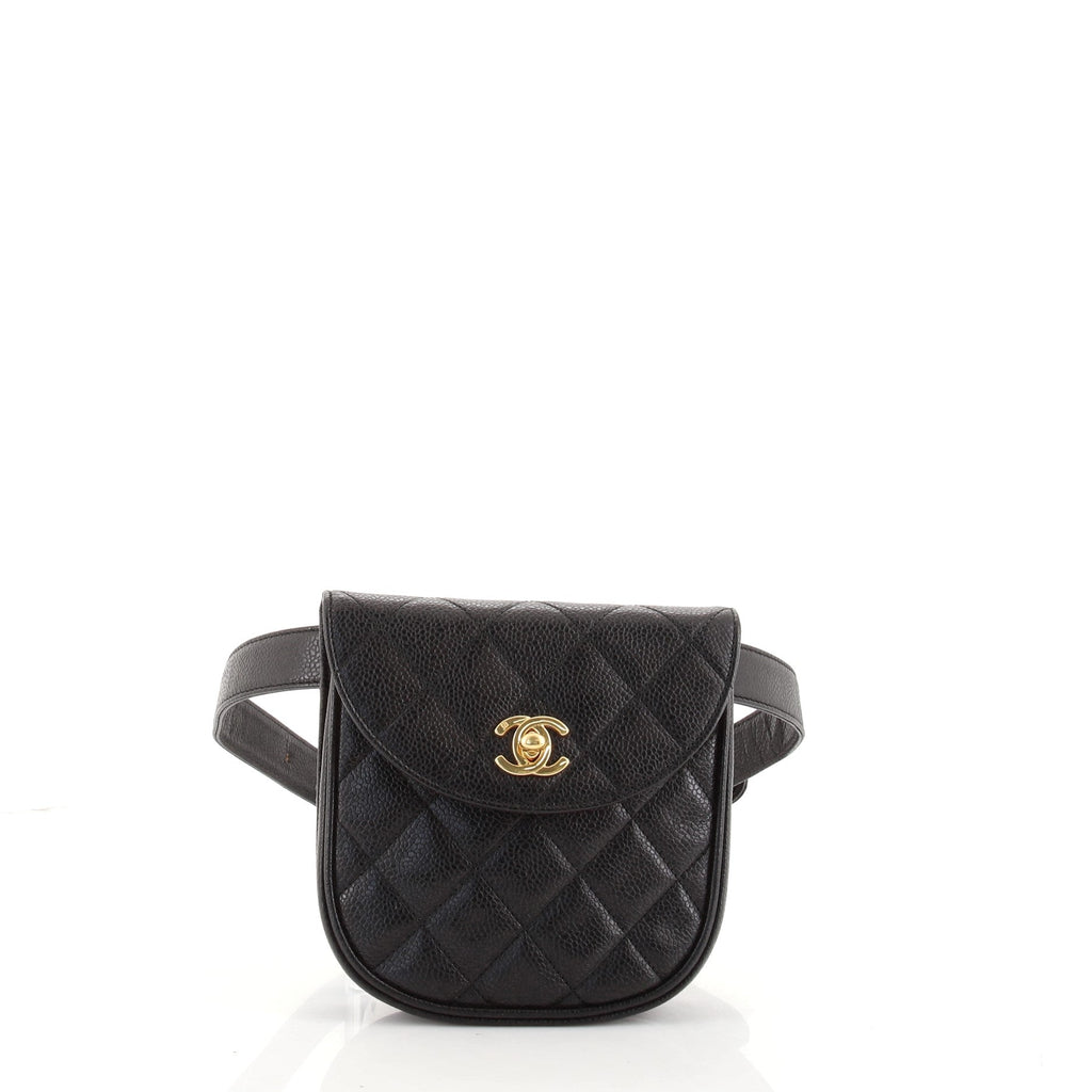 Vintage Flap Belt Bag Quilted Caviar Mini