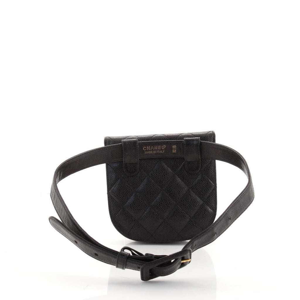 Vintage Flap Belt Bag Quilted Caviar Mini