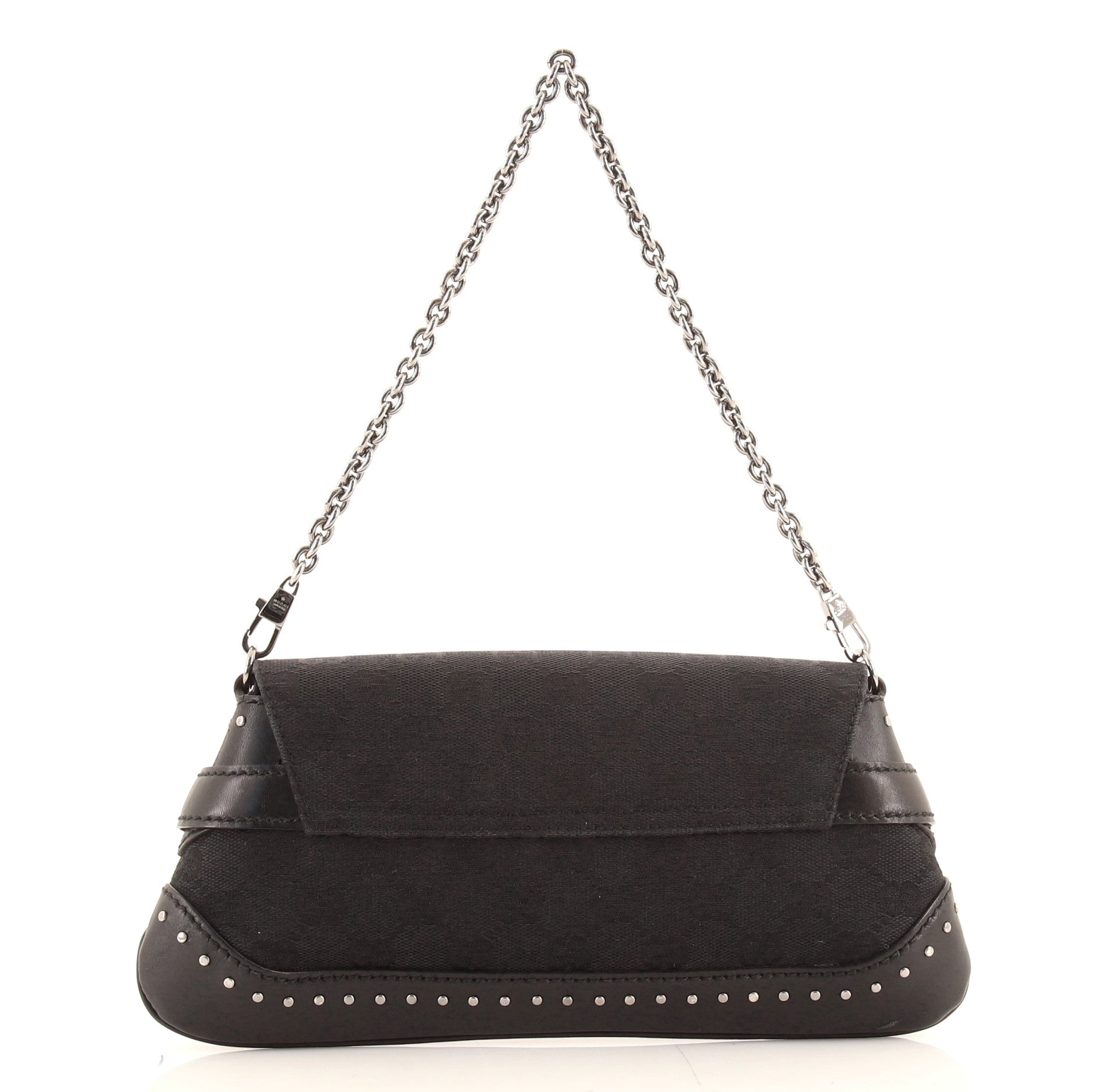 Horsebit Chain Clutch GG Canvas with Studded Leather Medium