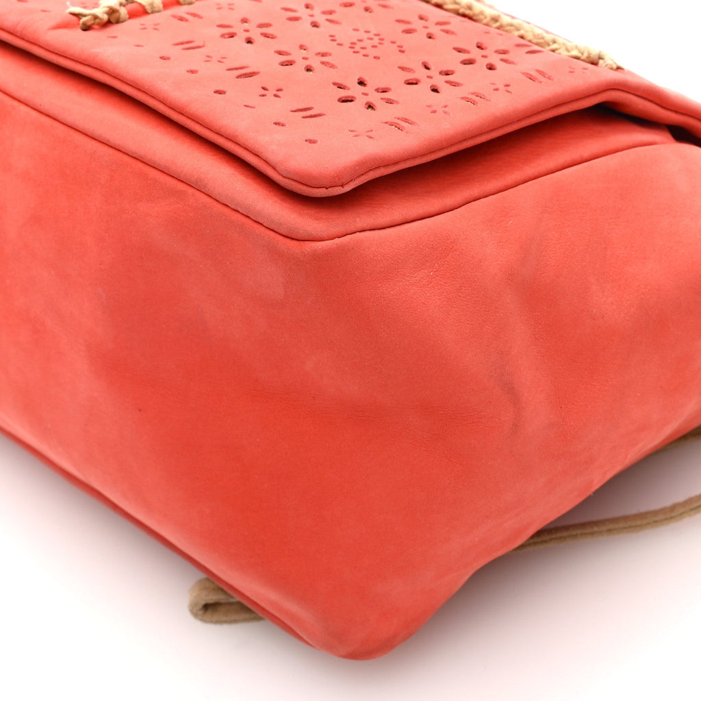 Nubuck Perforated Fringe Flap Orange