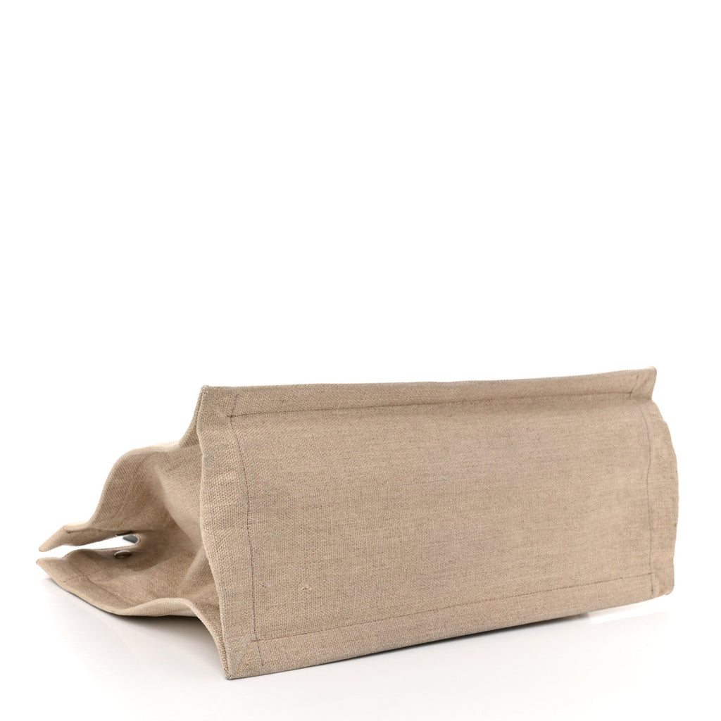 Linen Calfskin Small Rive Gauche Tote Greggio Natural