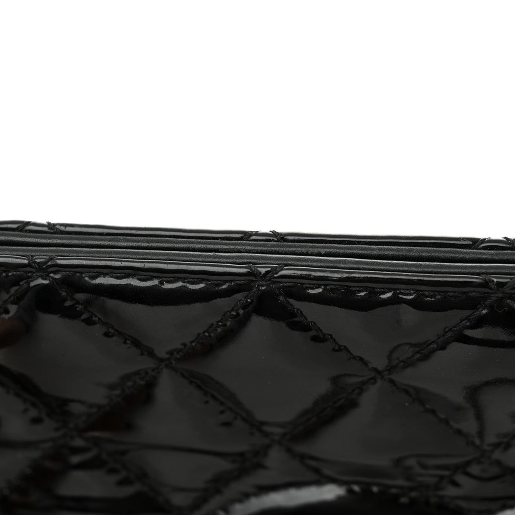 Patent Quilted Timeless CC Shopping Tote Black