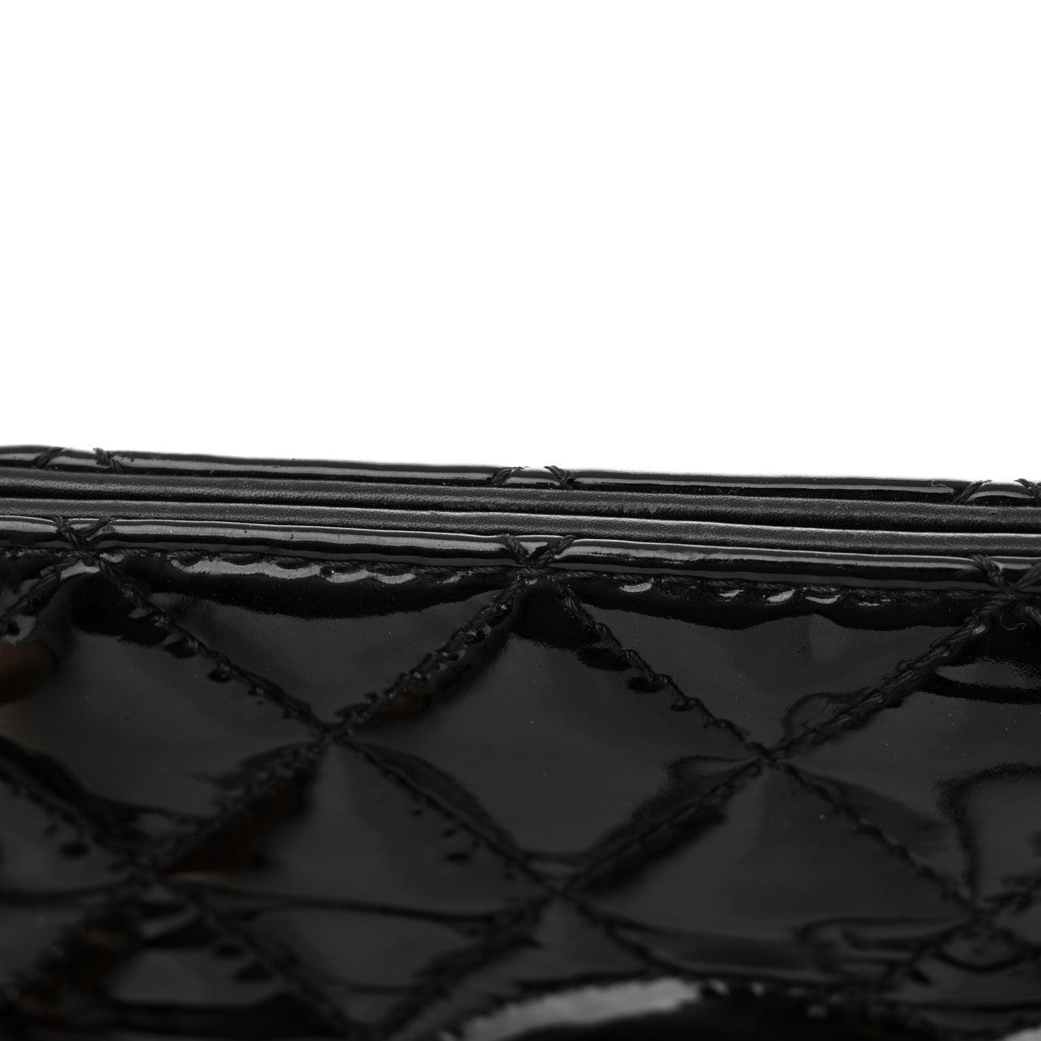 Patent Quilted Timeless CC Shopping Tote Black