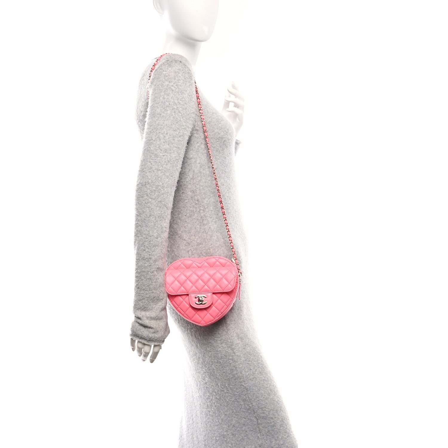 Lambskin Quilted CC In Love Heart Bag Pink