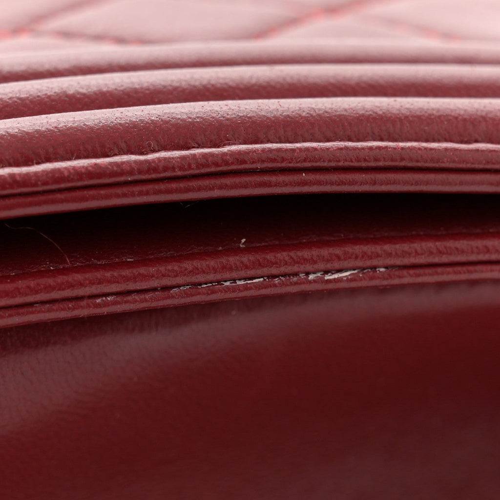 Lambskin Quilted Medium Boy Flap Dark Red