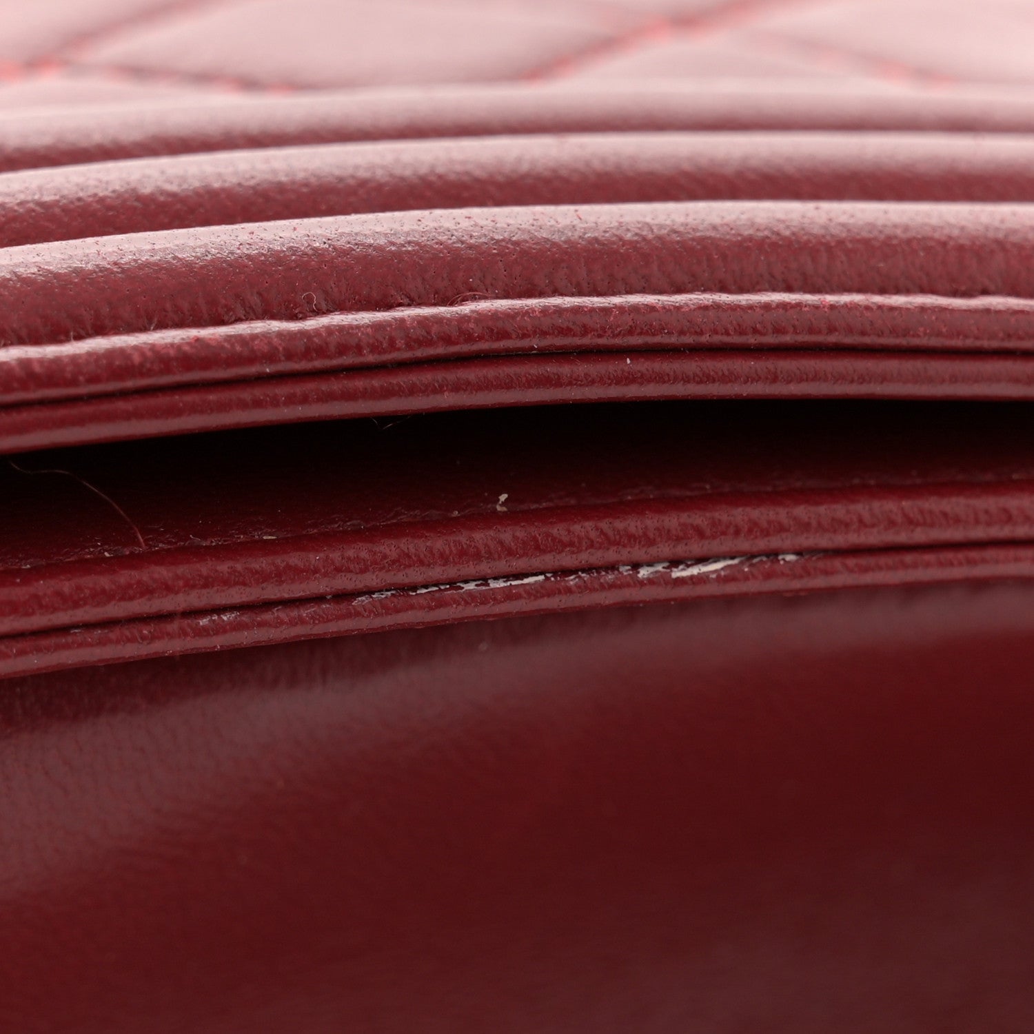 Lambskin Quilted Medium Boy Flap Dark Red