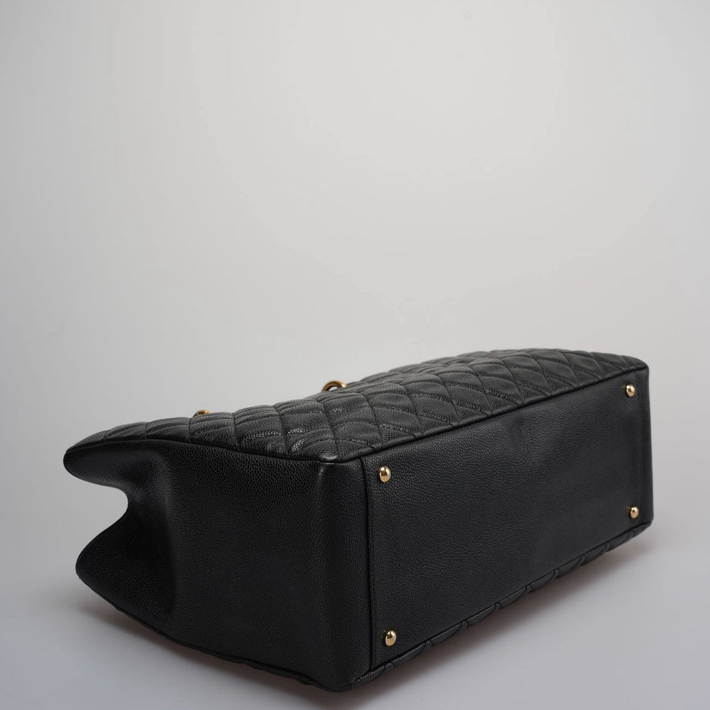 Chanel Large Grand Shopping Tote Black GST Bag in Caviar Leather with Gold Hardware