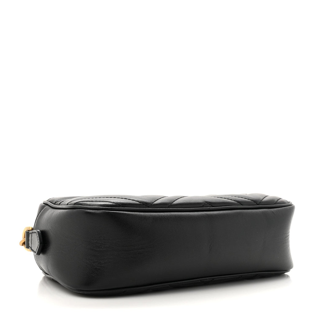 Calfskin Matelasse Small GG Marmont Chain Shoulder Bag Black