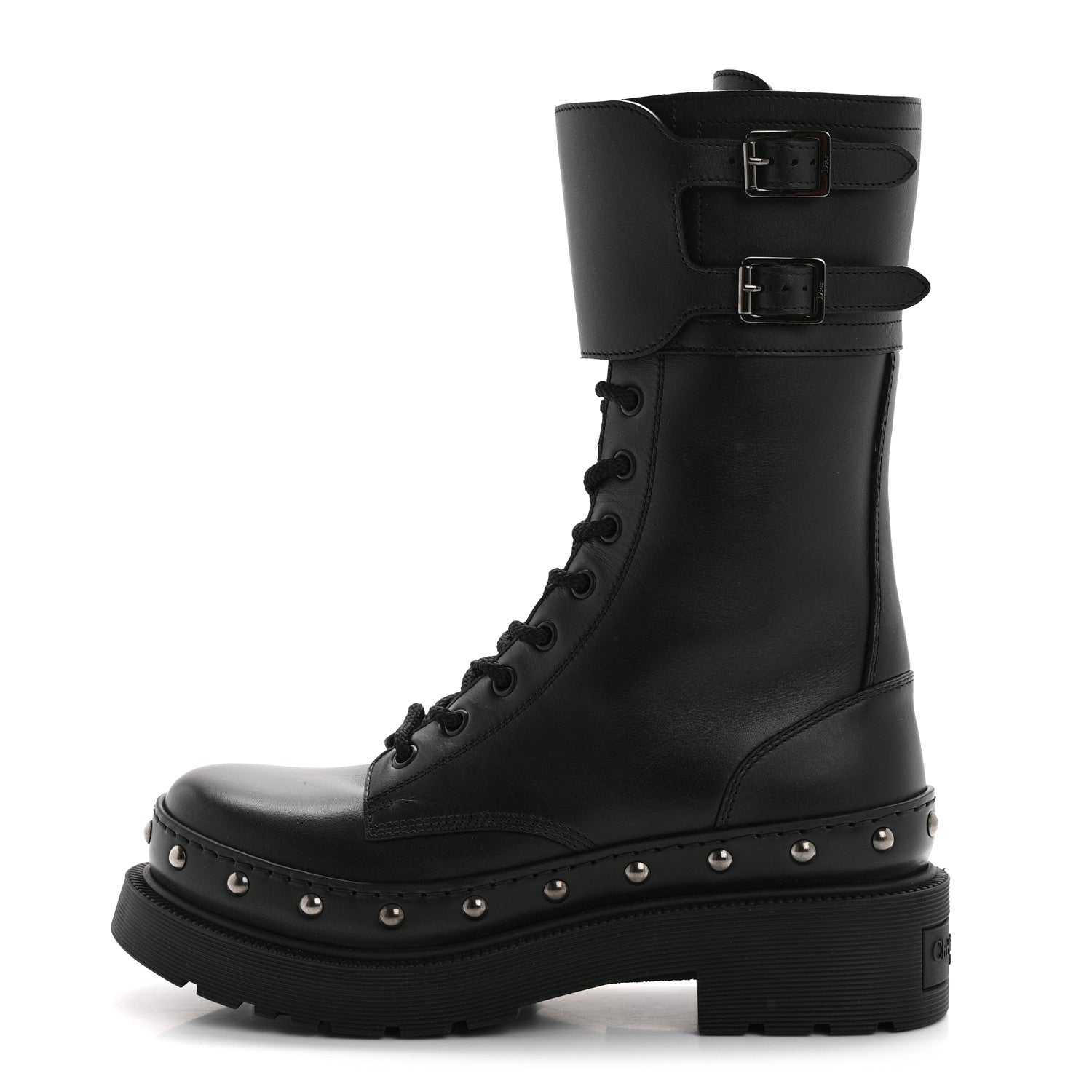 Calfskin Diorquake 25mm Combat Boots 38 Black