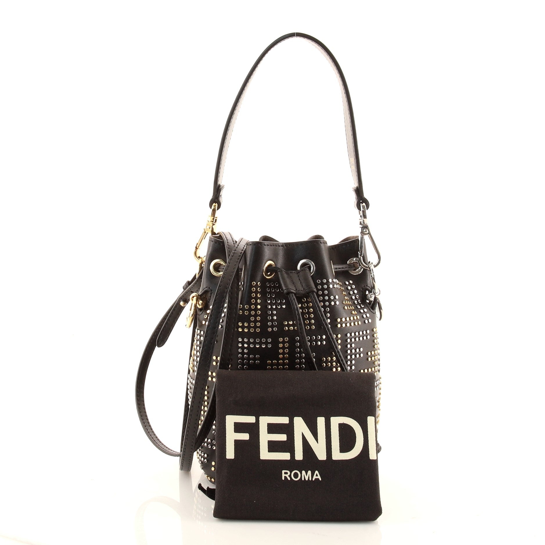 Mon Tresor Bucket Bag Zucca Studded Leather Mini