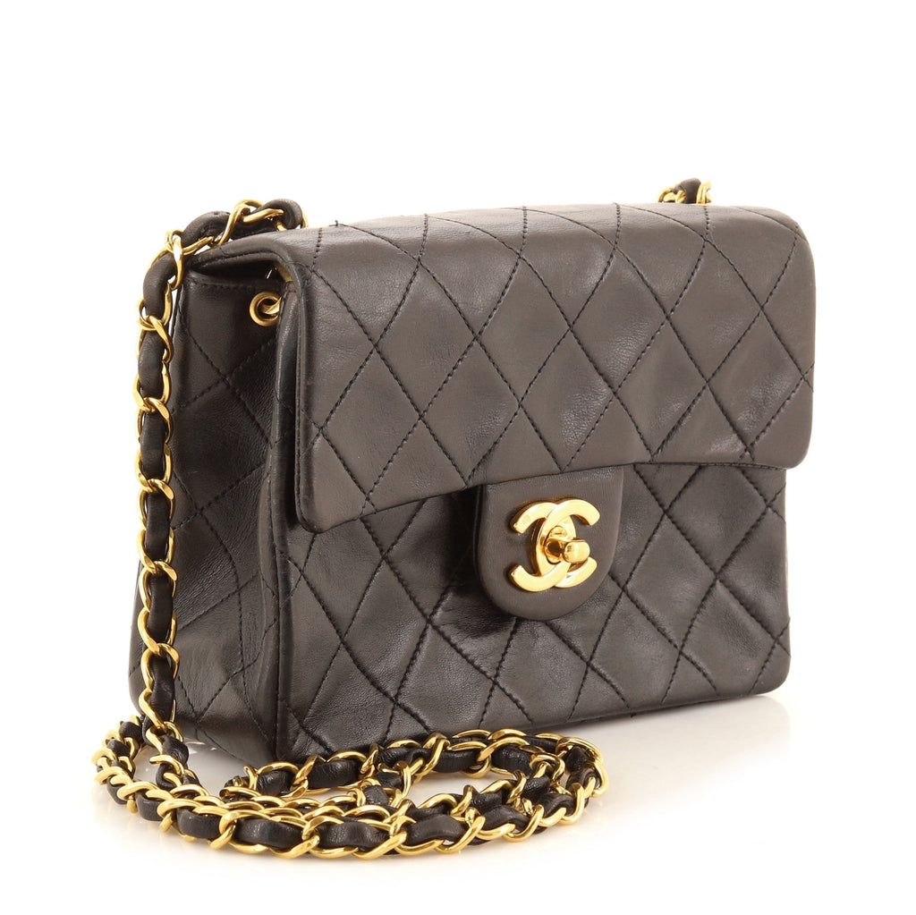 Vintage Square Classic Single Flap Bag Quilted Lambskin Mini