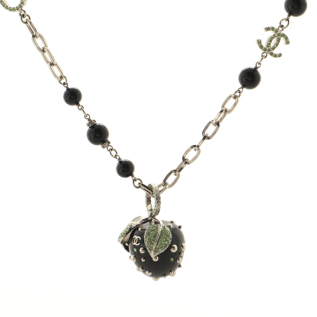 Crystal Apple CC Long Necklace Embellished Resin and Metal