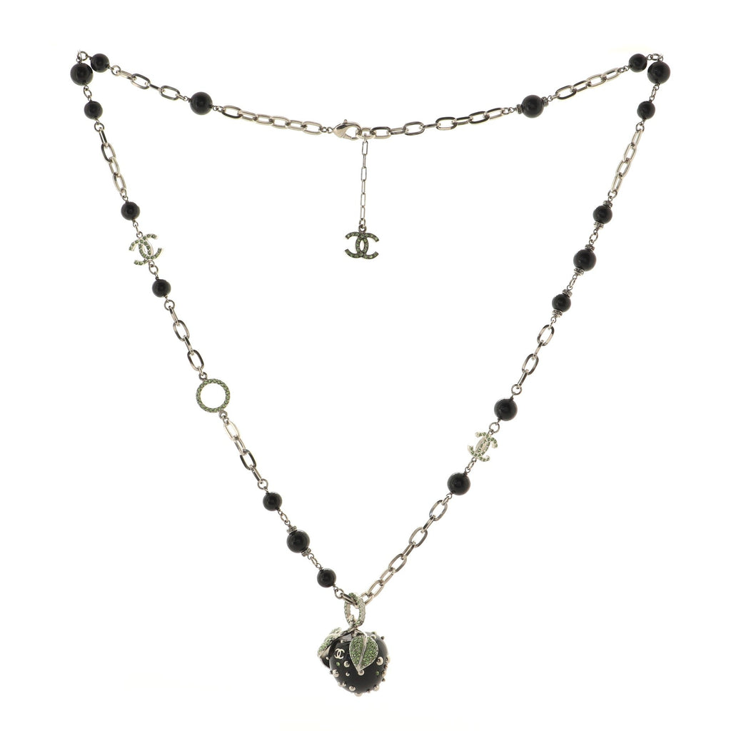 Crystal Apple CC Long Necklace Embellished Resin and Metal
