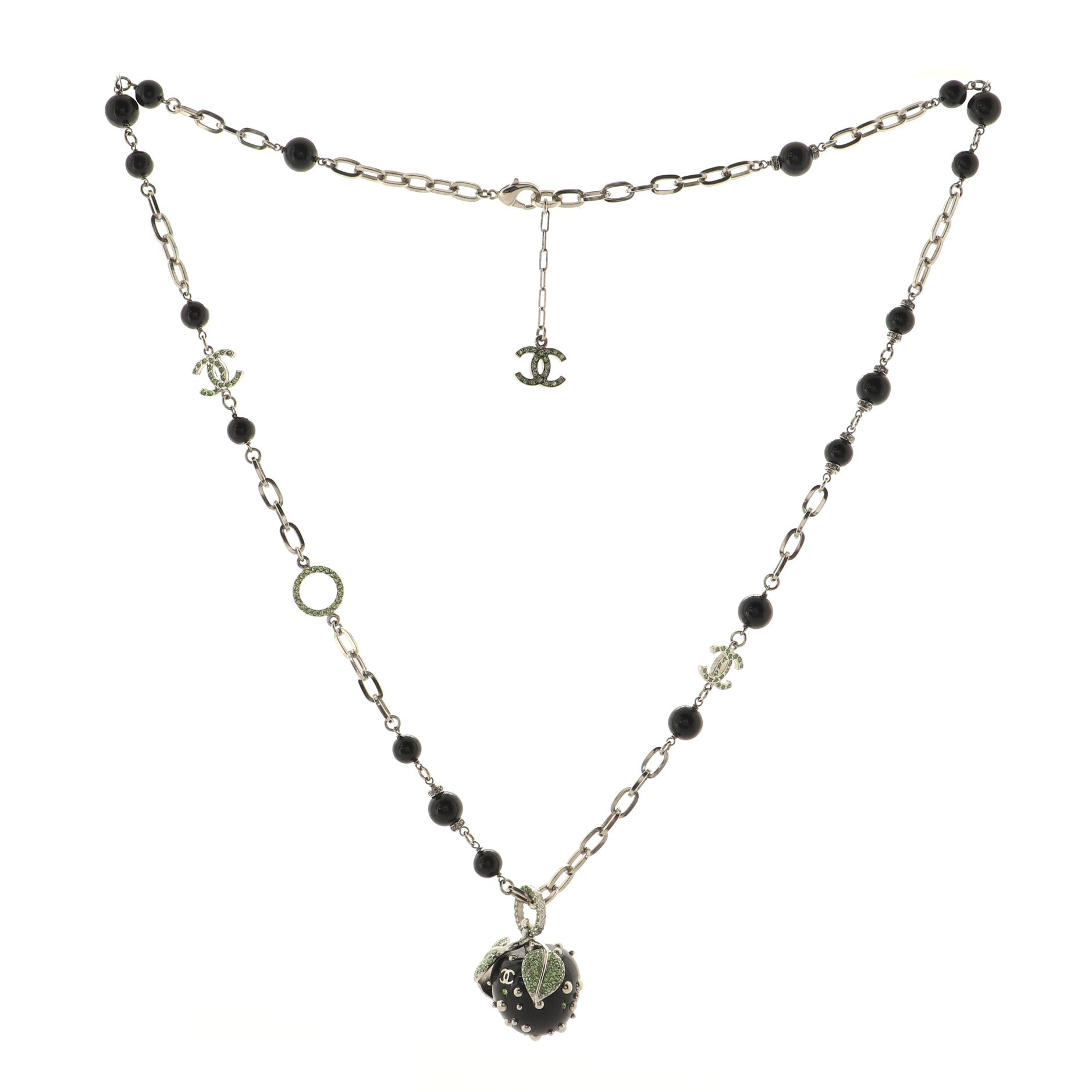 Crystal Apple CC Long Necklace Embellished Resin and Metal