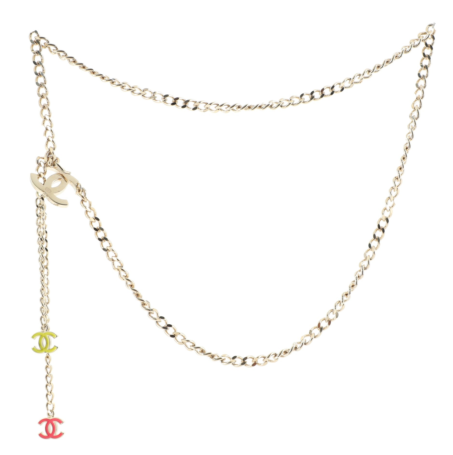 Tricolor CC Chain Belt Metal and Enamel 110