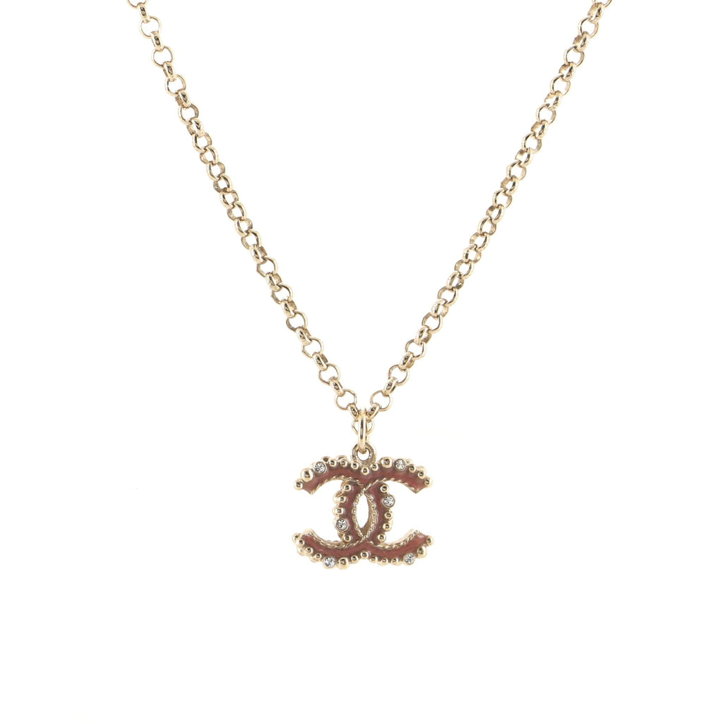 Strass CC Pendant Necklace Metal and Crystal