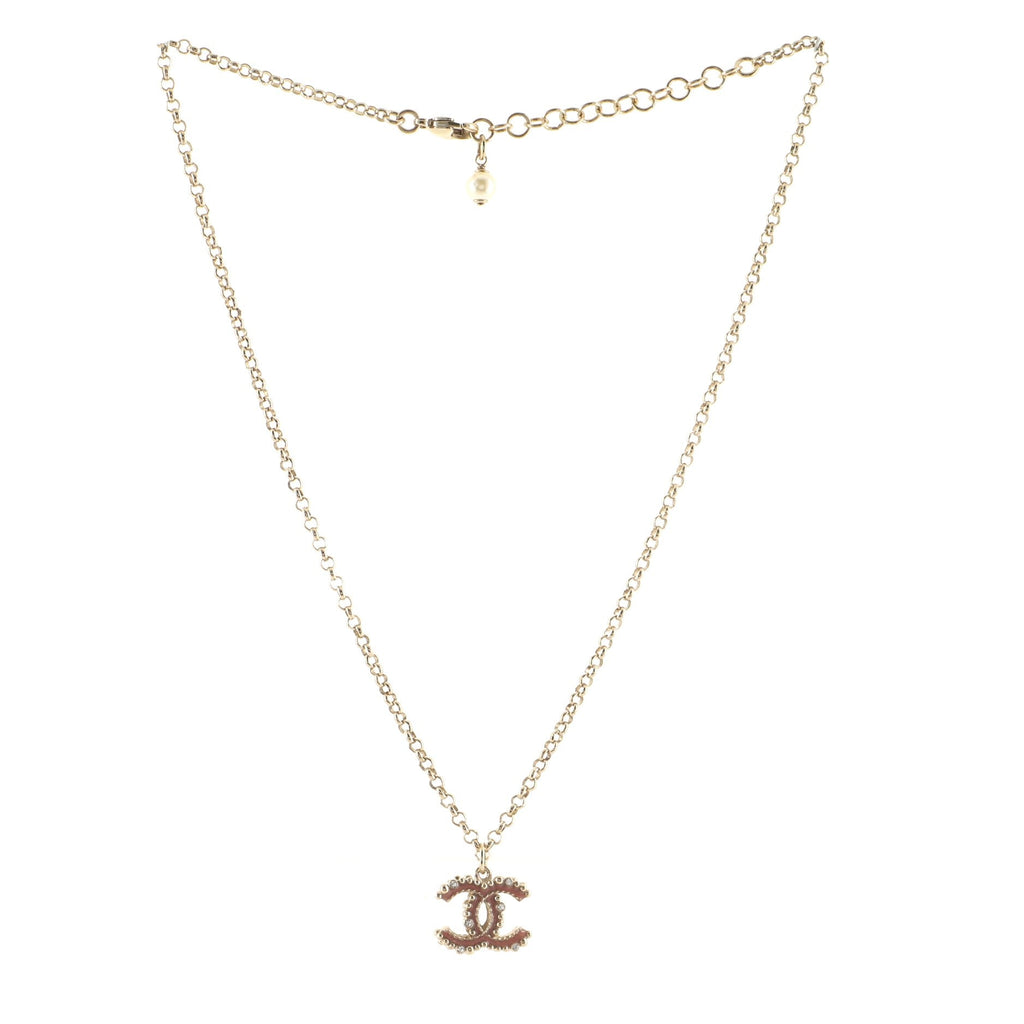 Strass CC Pendant Necklace Metal and Crystal