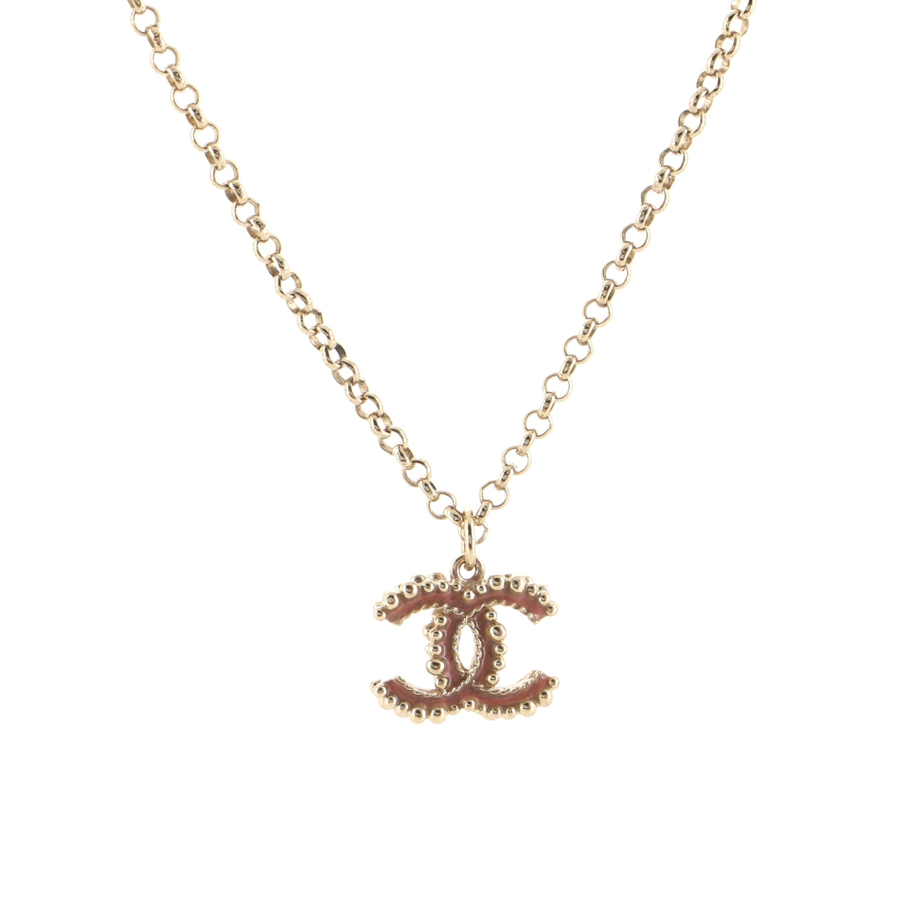 Strass CC Pendant Necklace Metal and Crystal