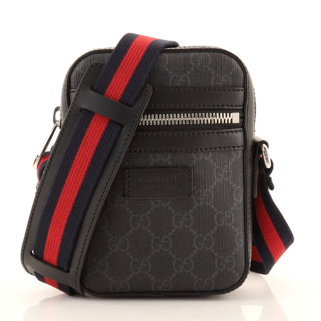 Web Strap Front Zip Messenger Bag GG Coated Canvas Mini