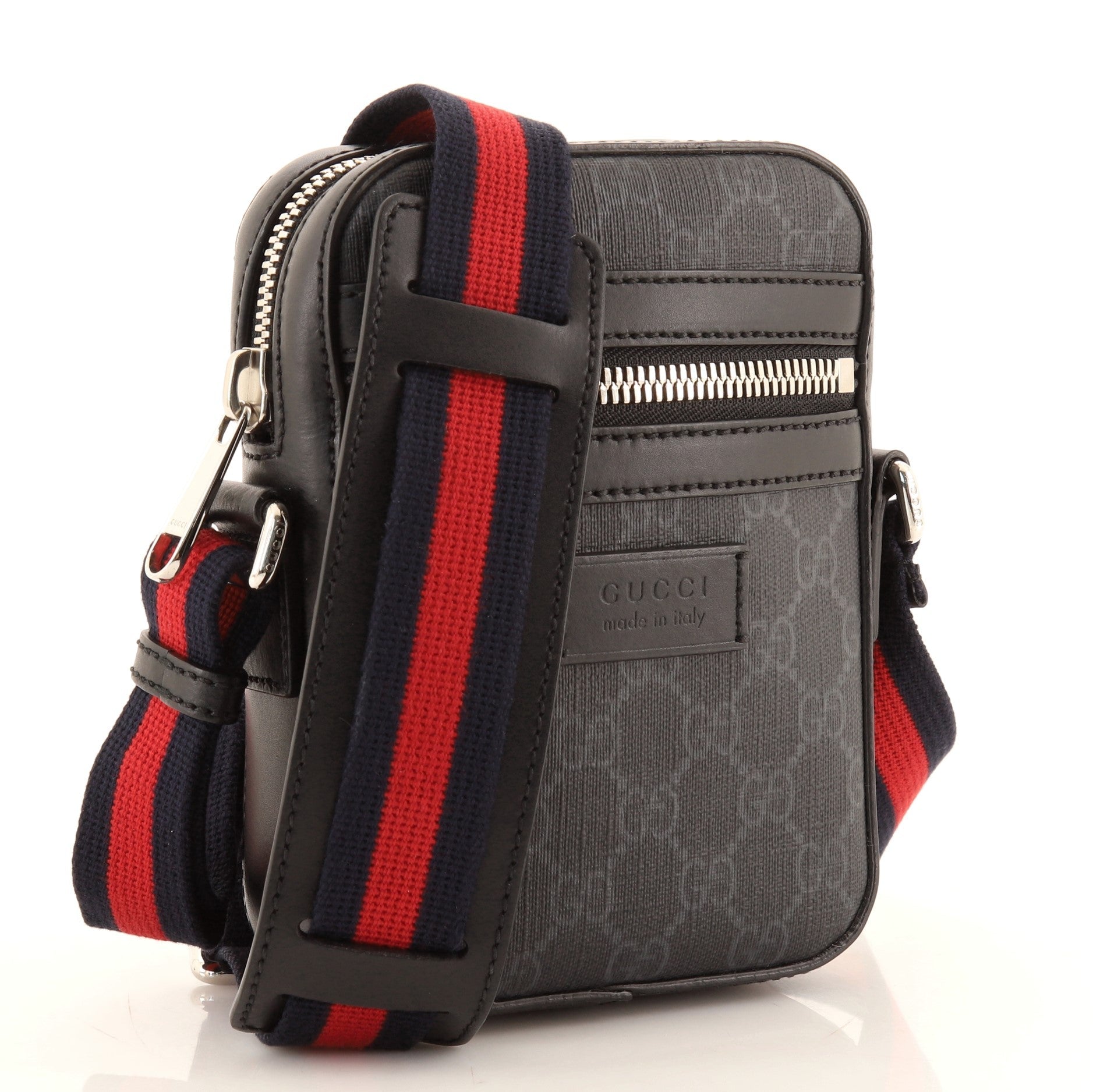 Web Strap Front Zip Messenger Bag GG Coated Canvas Mini